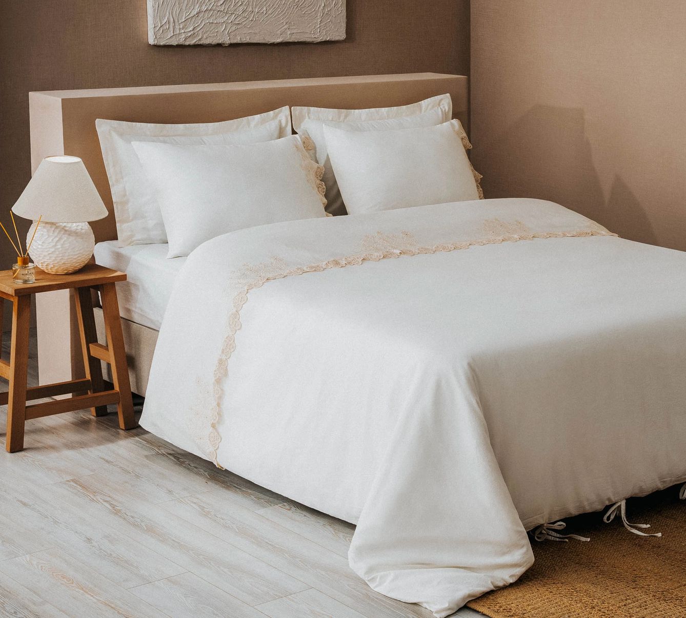 Ecocotton Amanda King Size Beddengoedset Biologisch Katoen Linnen Crème