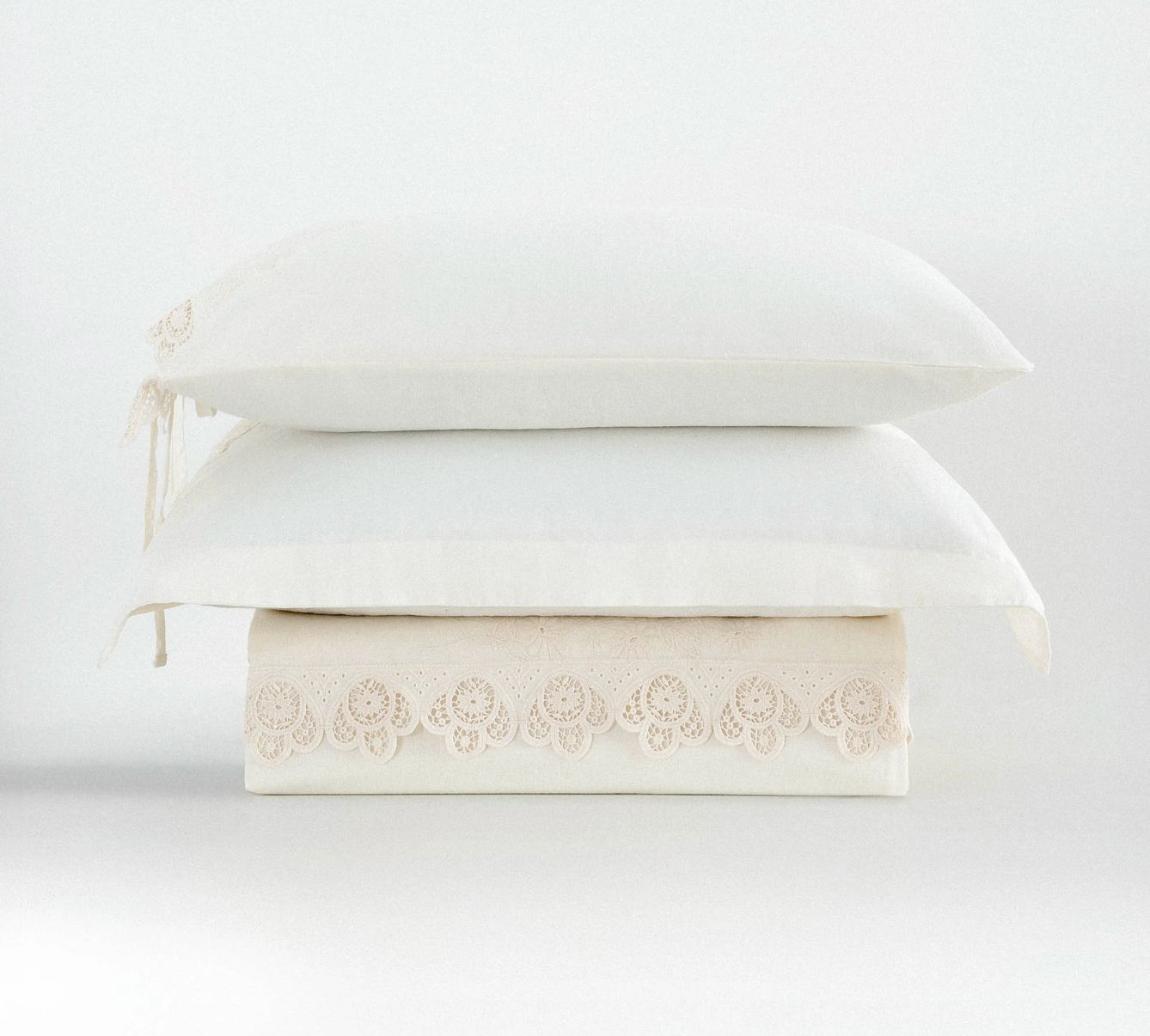 Ecocotton Amanda King Size Beddengoedset Biologisch Katoen Linnen Crème