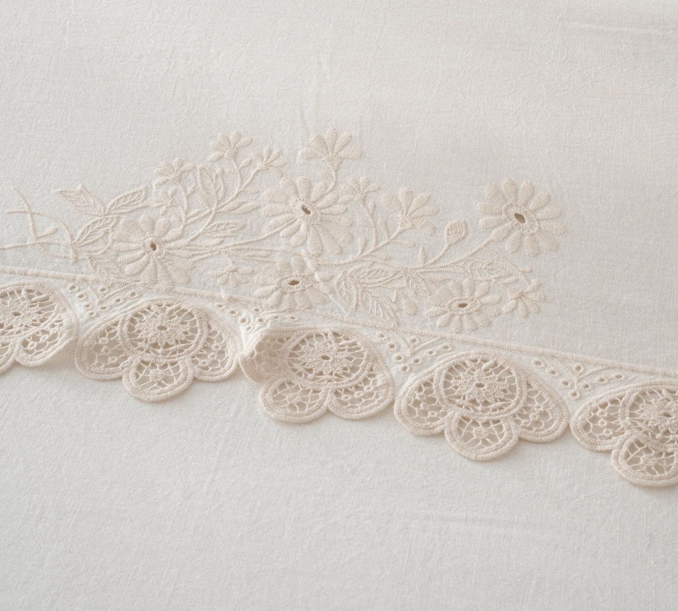 Ecocotton Amanda King Size Beddengoedset Biologisch Katoen Linnen Crème