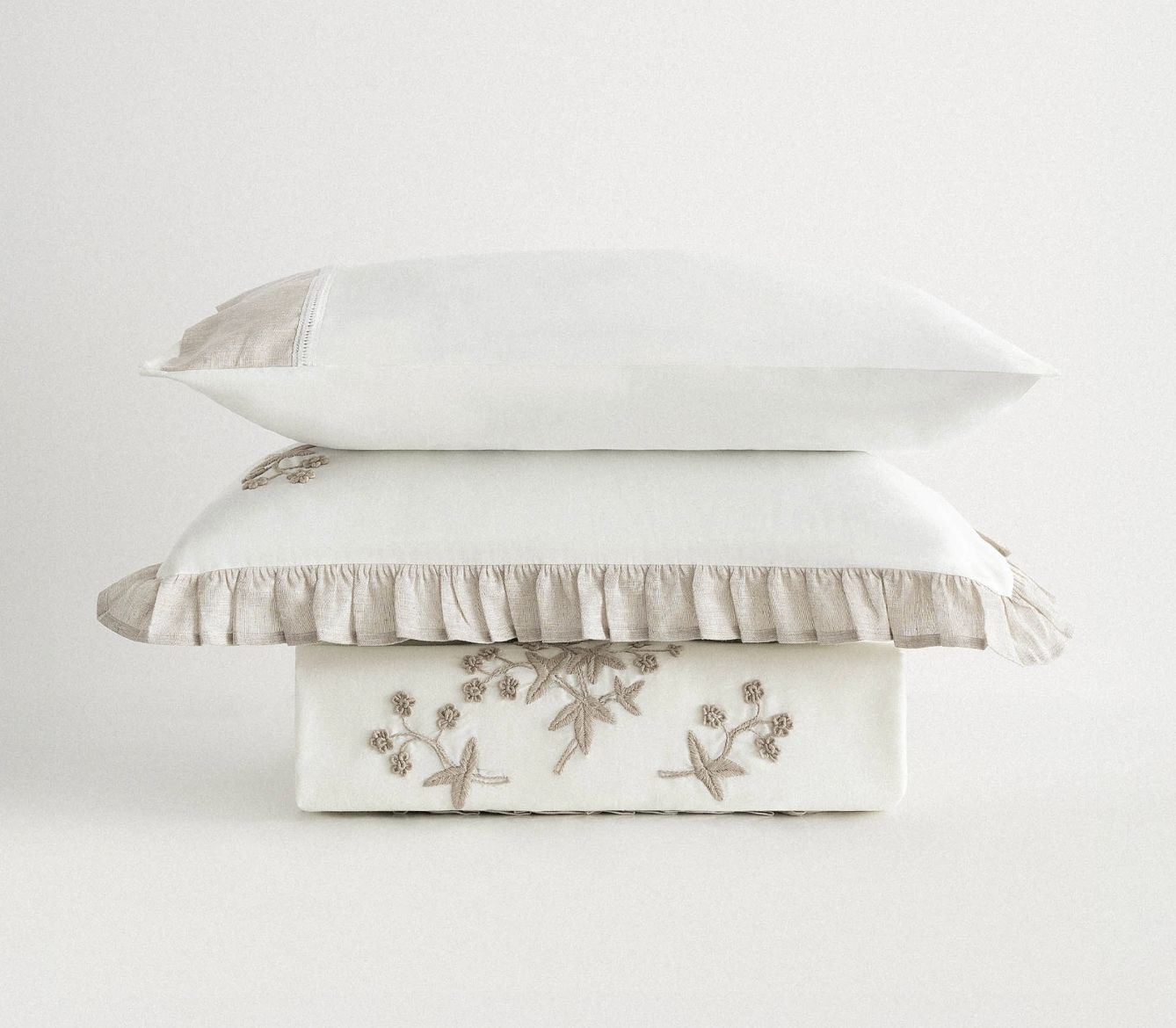 Ecocotton Ayliz King Size Beddengoedset Biologisch Katoen Satijn Crème