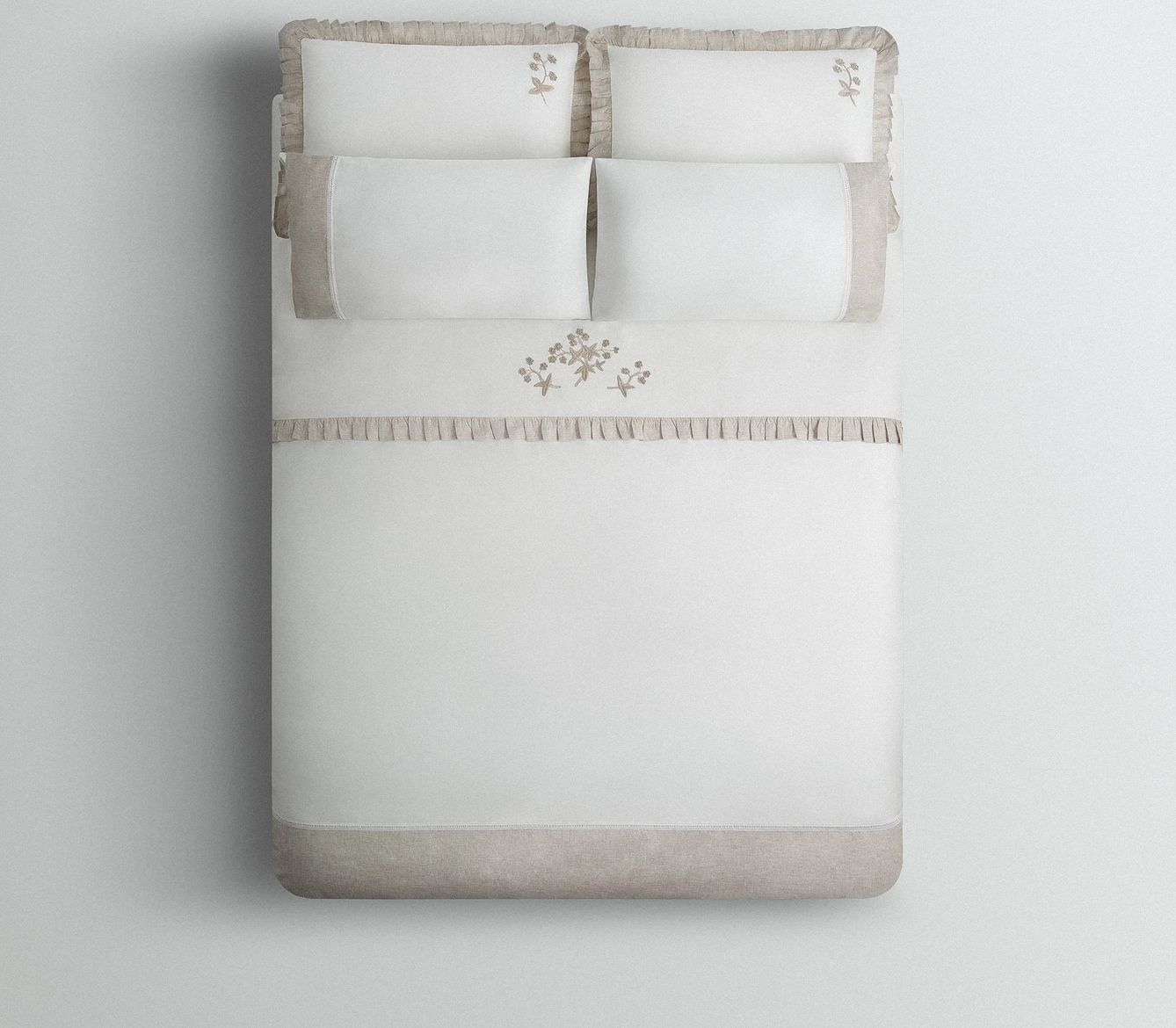 Ecocotton Ayliz King Size Beddengoedset Biologisch Katoen Satijn Crème