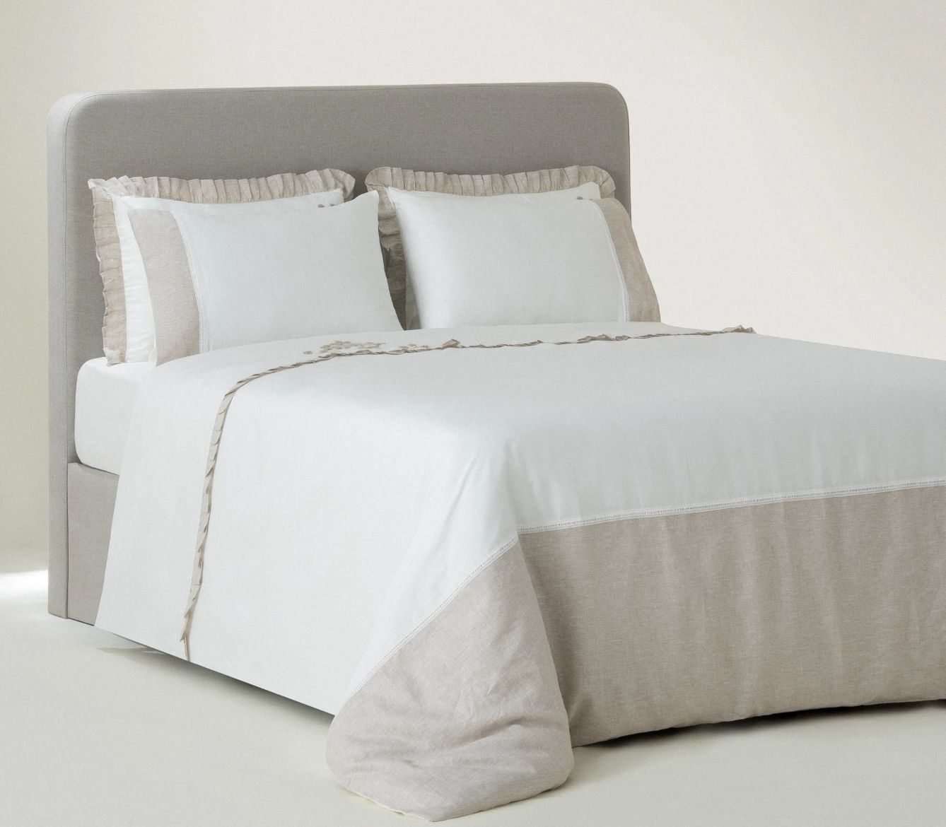 Ecocotton Ayliz King Size Beddengoedset Biologisch Katoen Satijn Crème