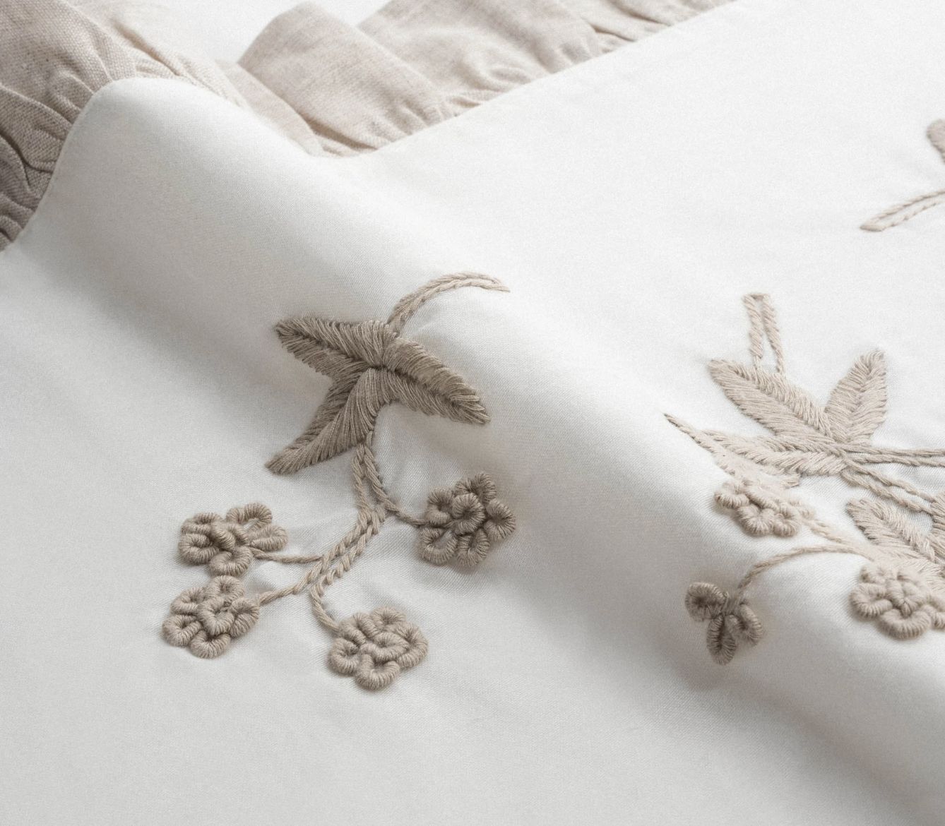 Ecocotton Ayliz King Size Beddengoedset Biologisch Katoen Satijn Crème