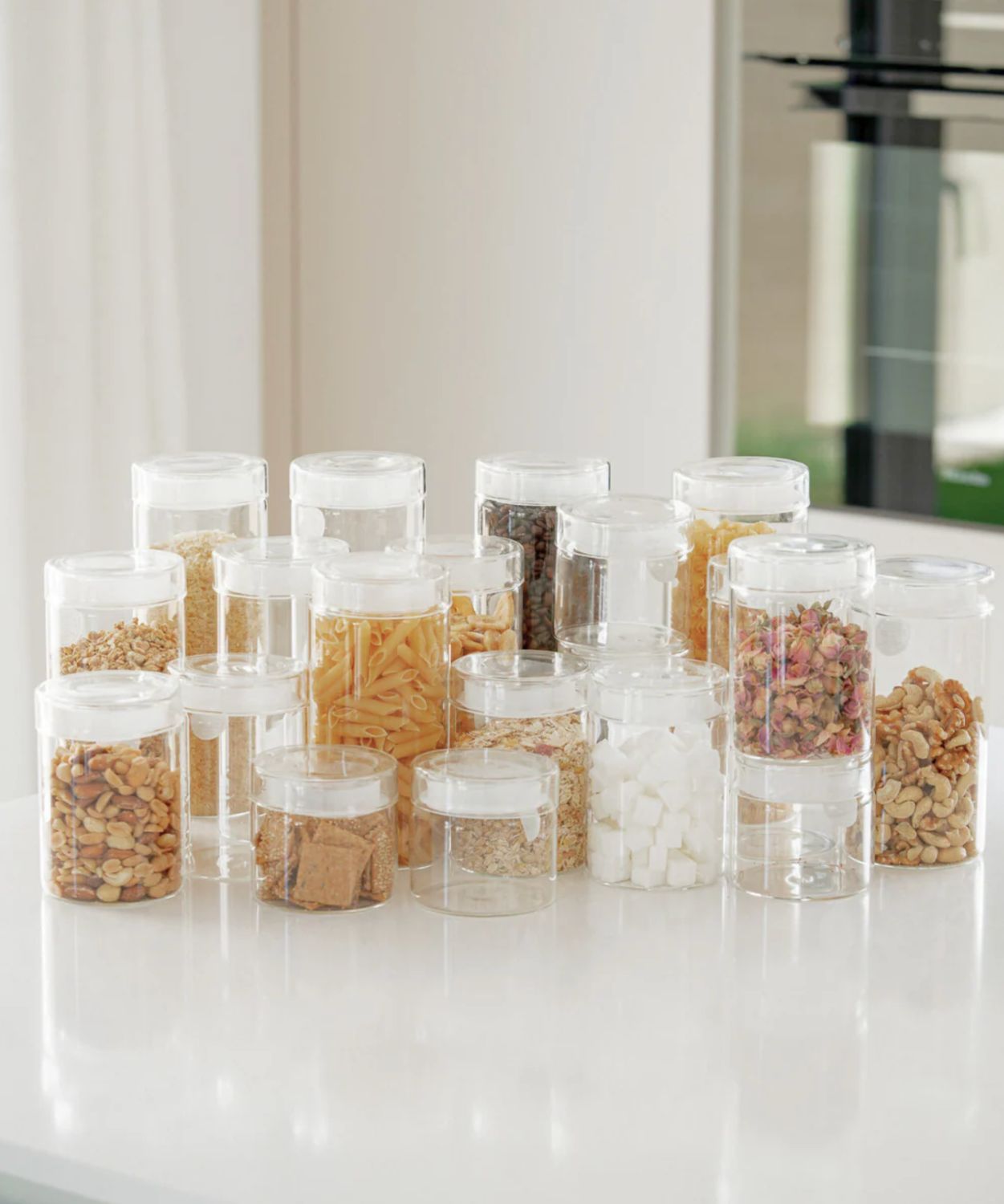 Glazen Voorraadpotten set van 2 rond 1200 ml