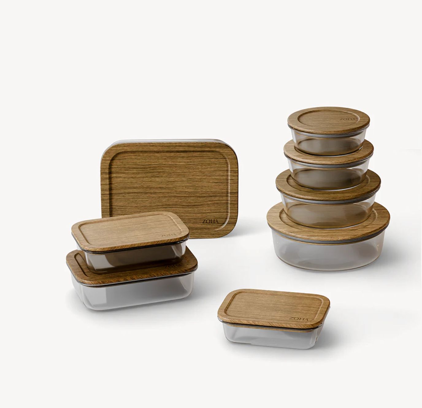 Vershoudbakjes Voordeel Bundel acacia deksel 8 st.