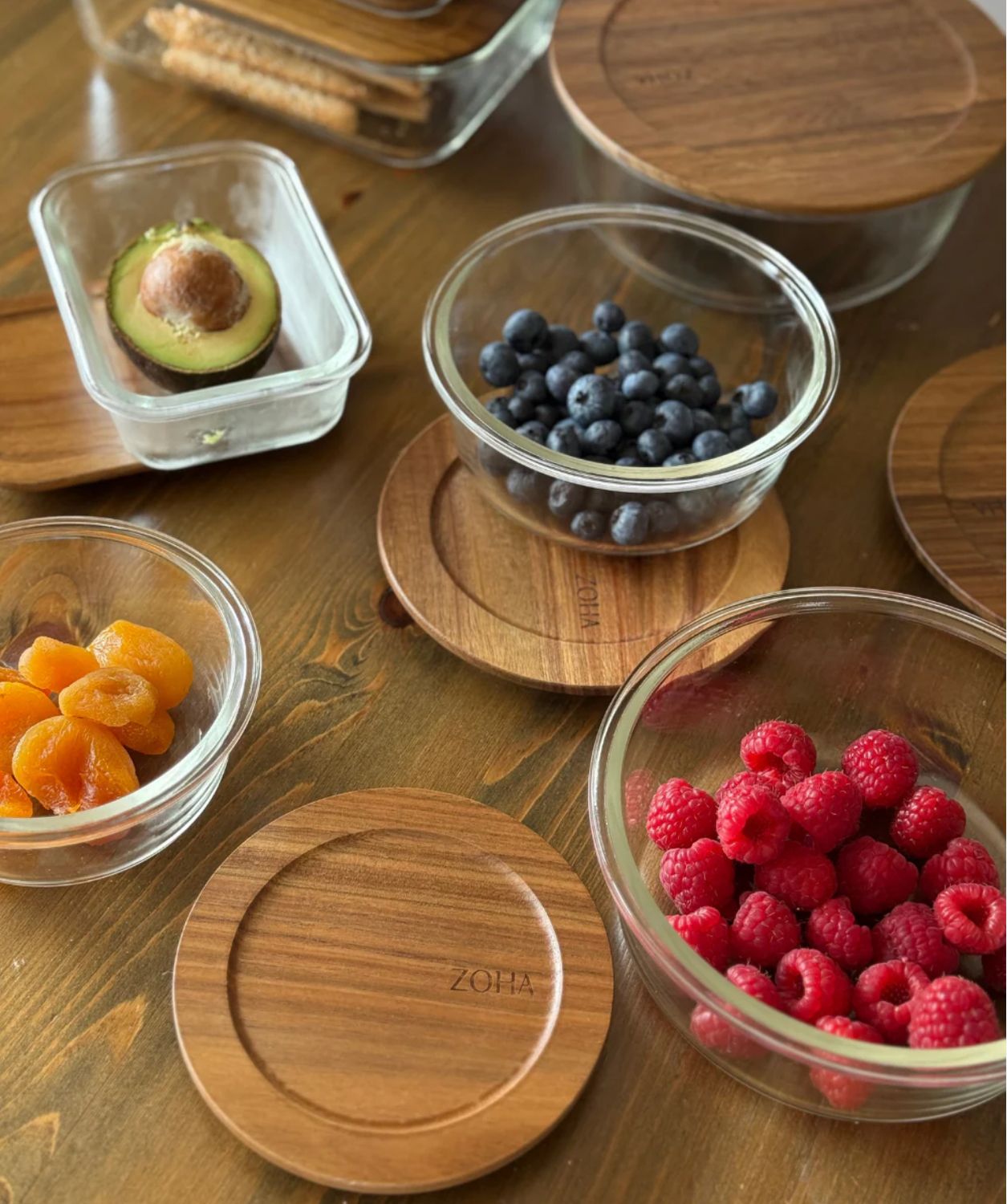 Vershoudbakjes Voordeel Bundel acacia deksel 8 st.