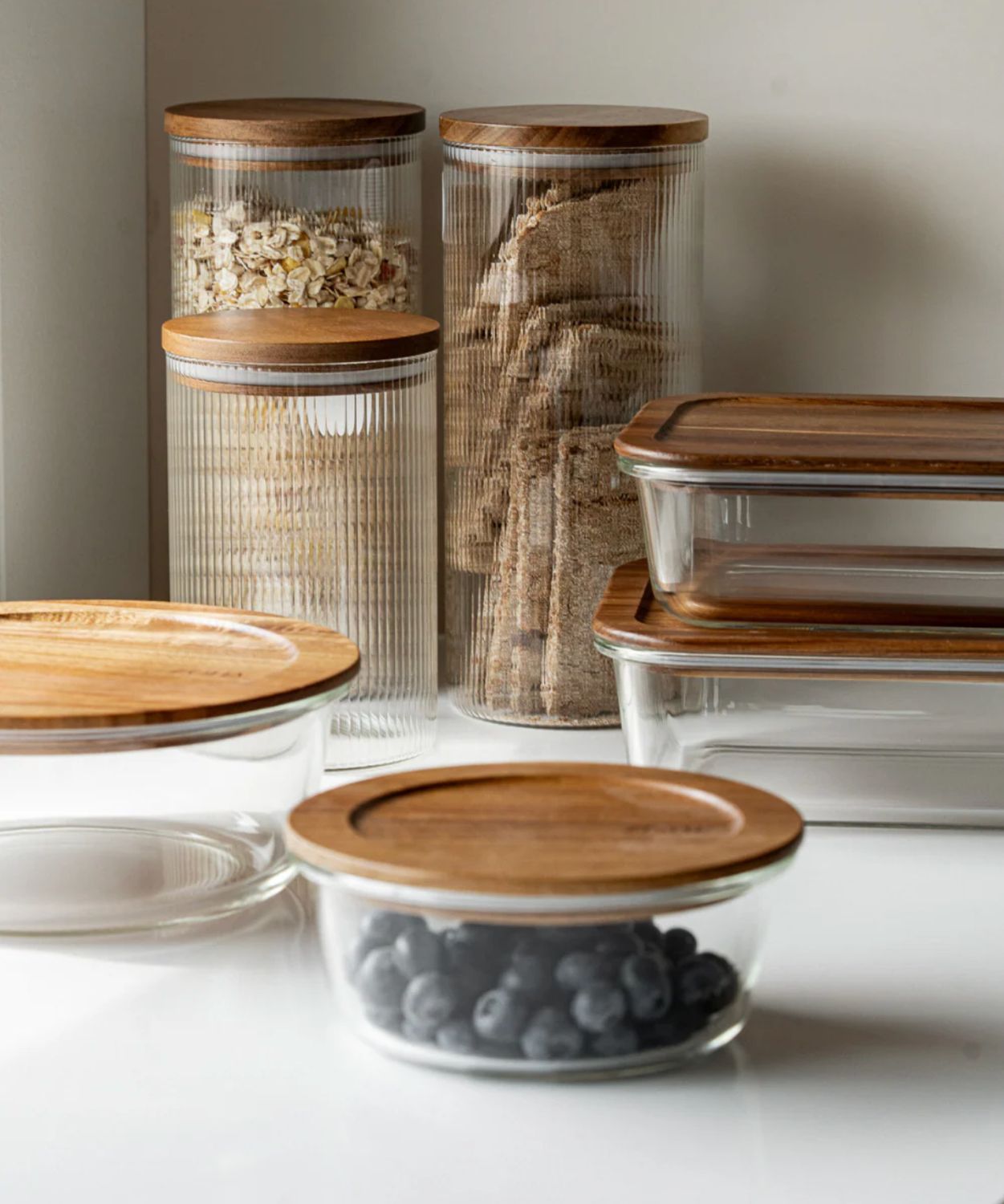 Vershoudbakjes Voordeel Bundel acacia deksel 8 st.