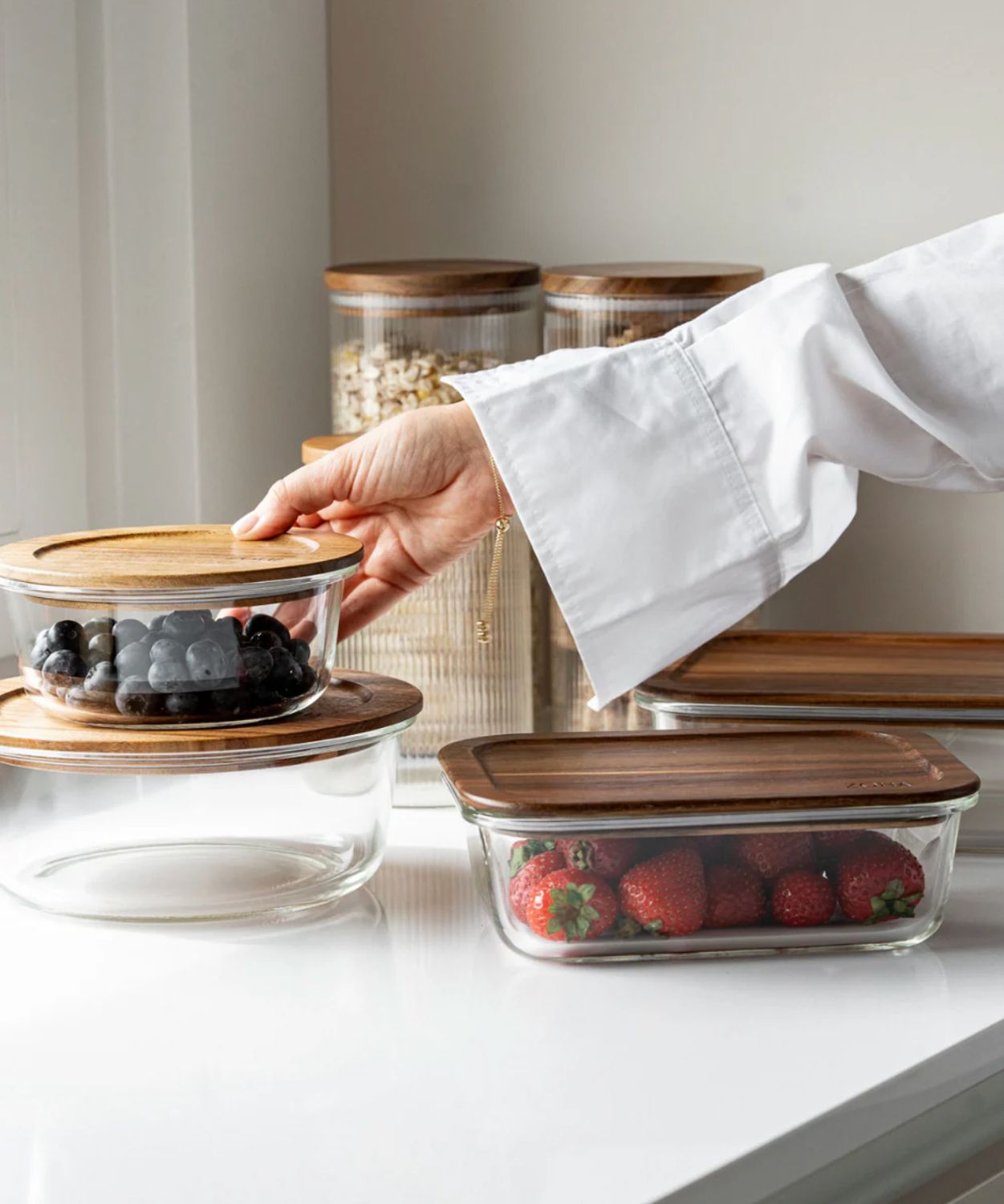 Vershoudbakjes Voordeel Bundel acacia deksel 8 st.