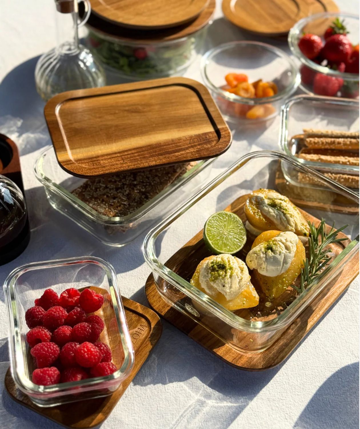 Vershoudbakjes Voordeel Bundel acacia deksel 8 st.