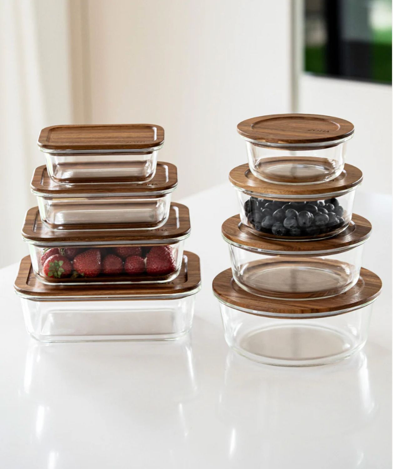 Vershoudbakjes Voordeel Bundel acacia deksel 8 st.