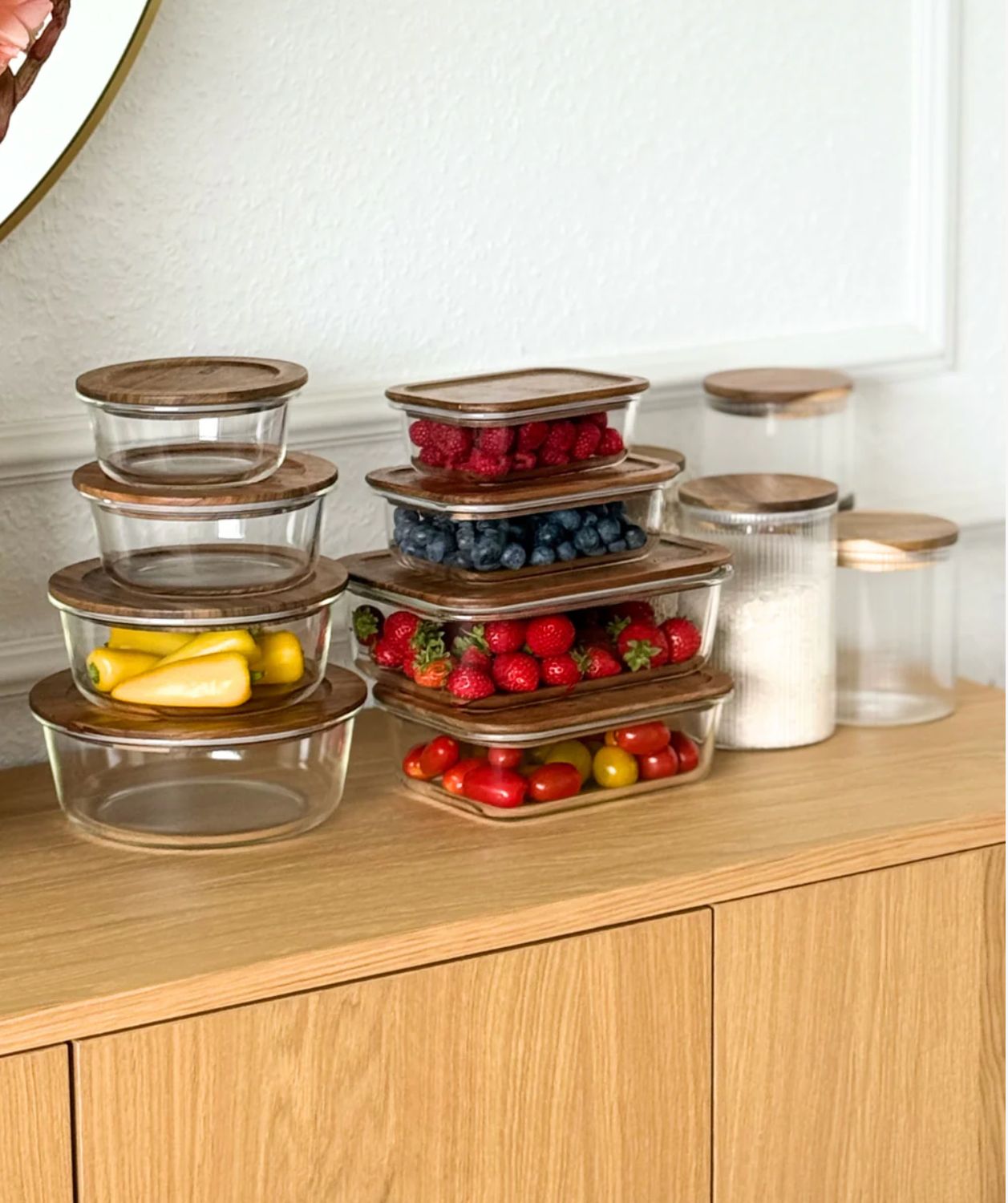 Vershoudbakjes Voordeel Bundel acacia deksel 8 st.