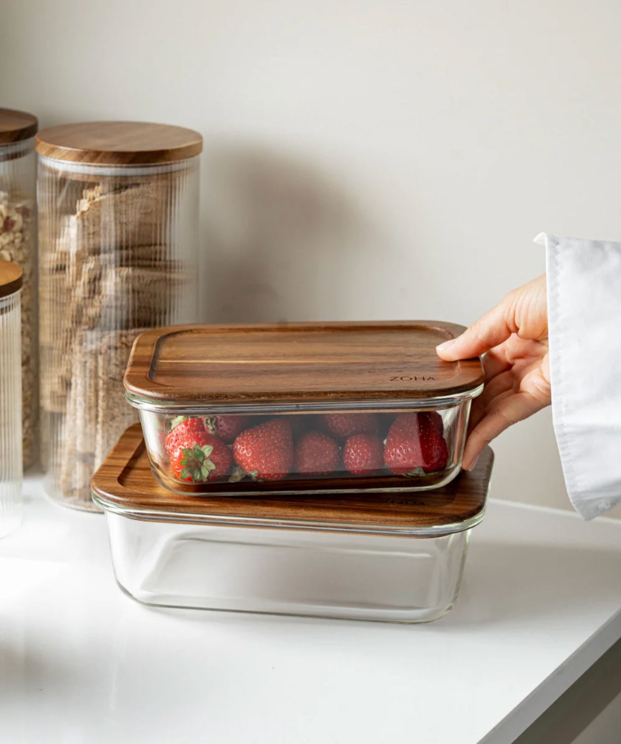 Vershoudbakjes Voordeel Bundel acacia deksel 8 st.