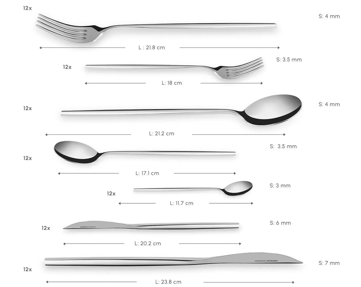 Karaca Mild 84 Delig 316+ Premium Bestek Set voor 12 Personen