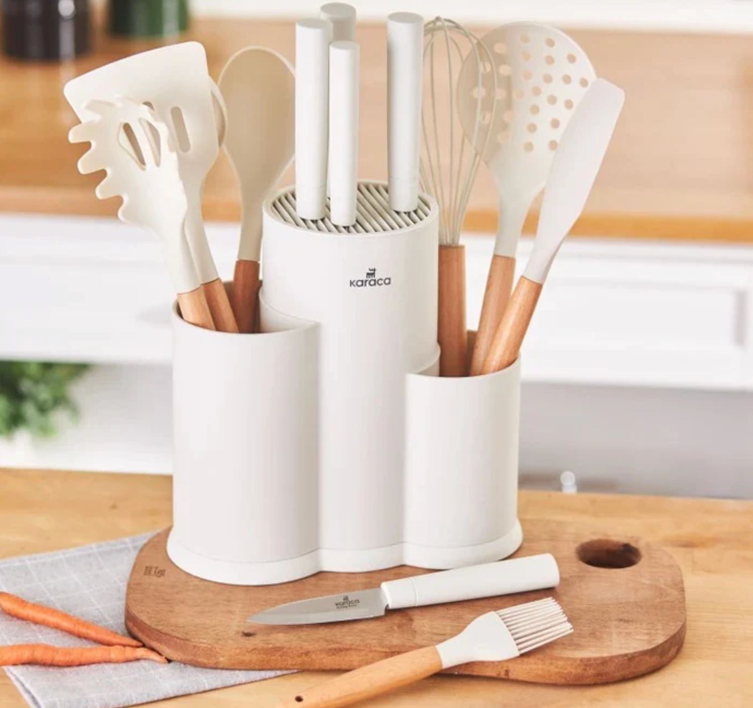 Karaca Burby 14-delige messen en keukengerei set | creme