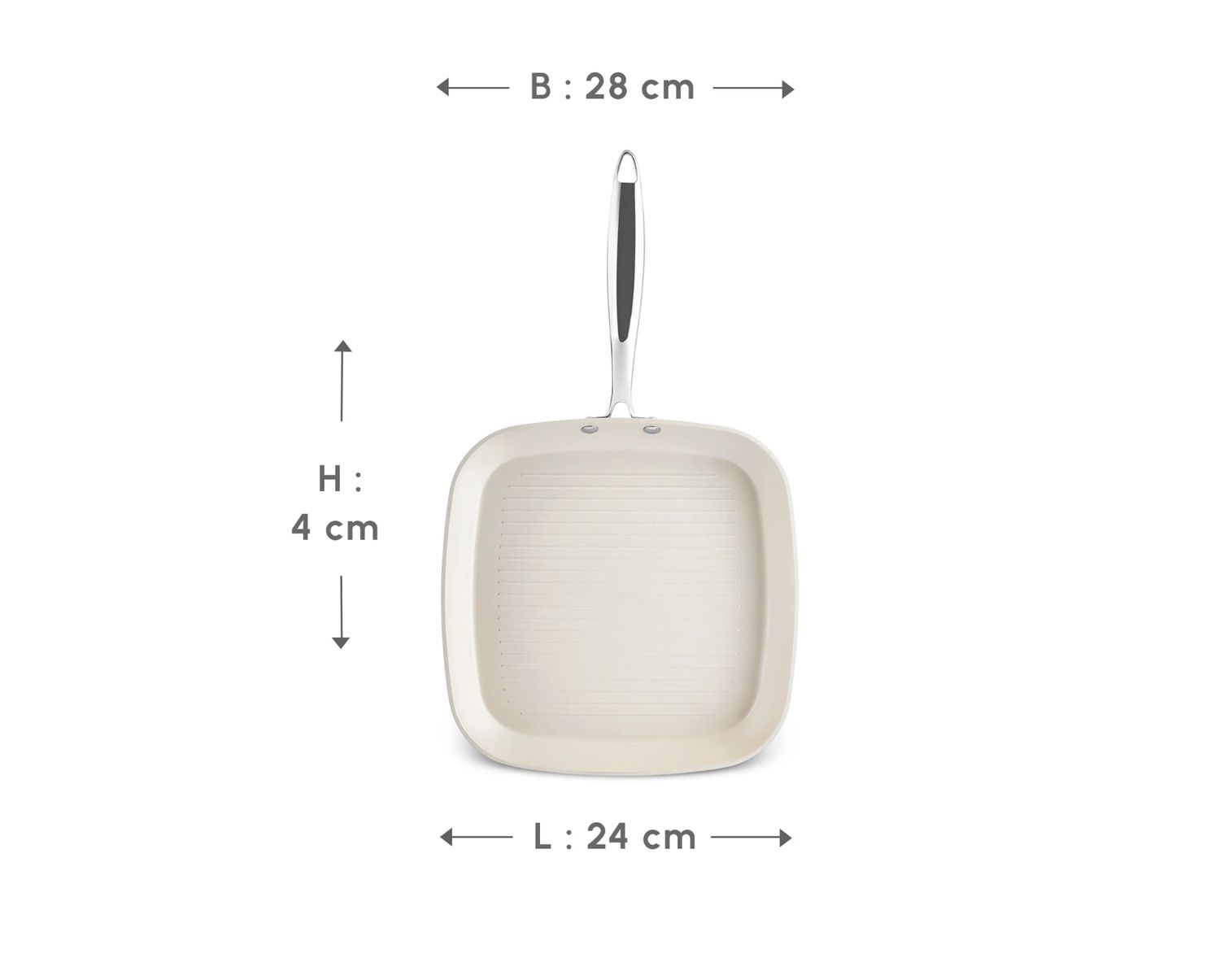 Karaca Swiss Kristal Almond Cream Saplı Izgara Tava 28 cm