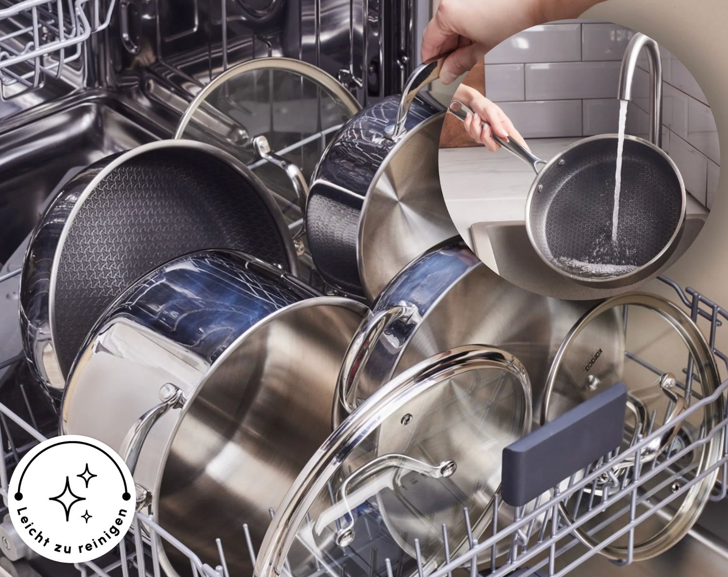 Karaca 3-PLY roestvrijstalen Sparkle 7-delige antiaanbak inductie kookpotten set, zilver