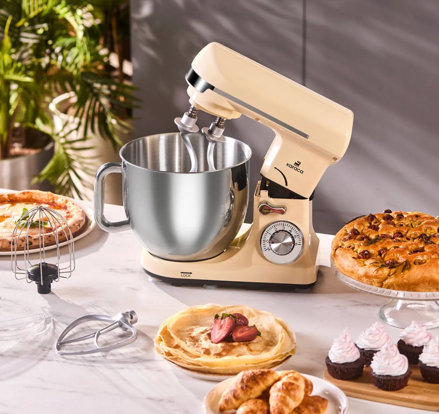 Karaca Blendburst Staande Mixer, 5.7L, 1400W, Iconic Beige