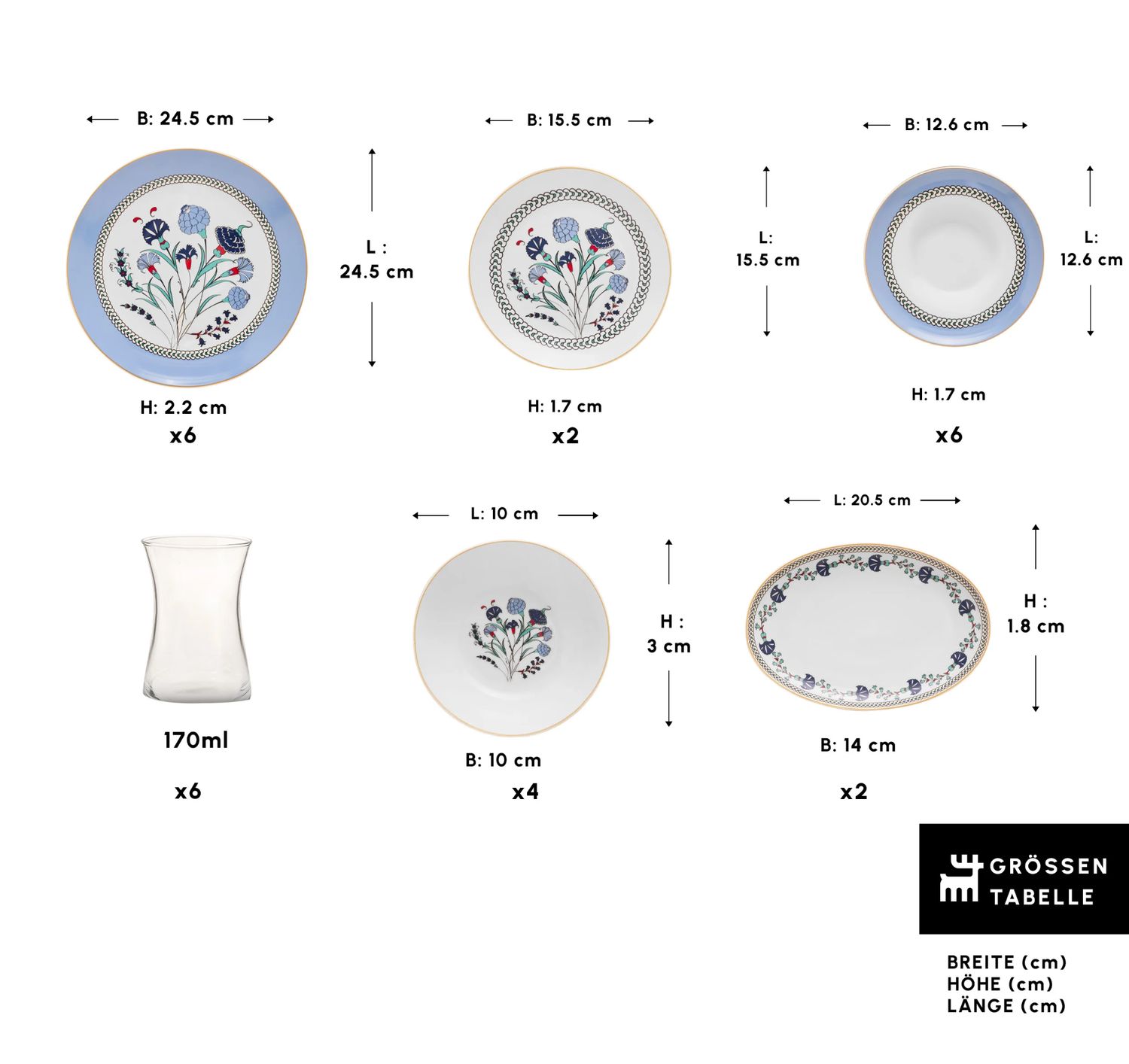 Karaca Blue Clove 26-delige ontbijtset voor 6 personen Karaca Blue Clove 26-delige ontbijtset voor 6 personen