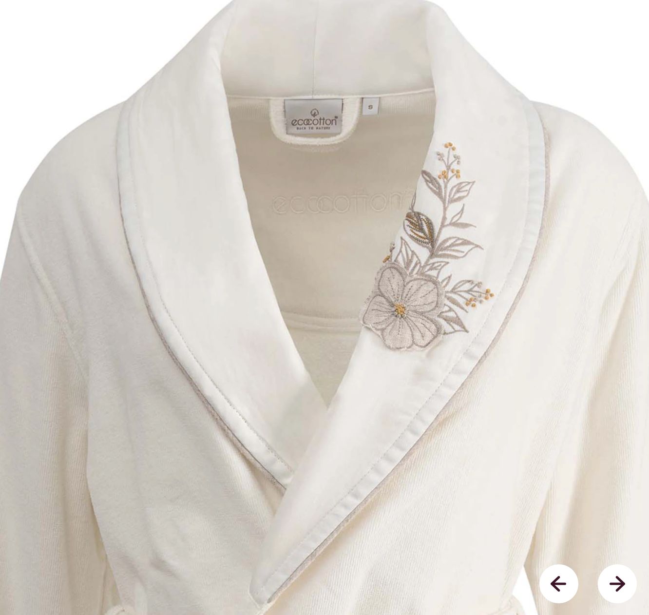 Ecocotton Vanya Familie Badjas Set 100% Biologisch Katoen Geborduurd Crème/Crème - M/L