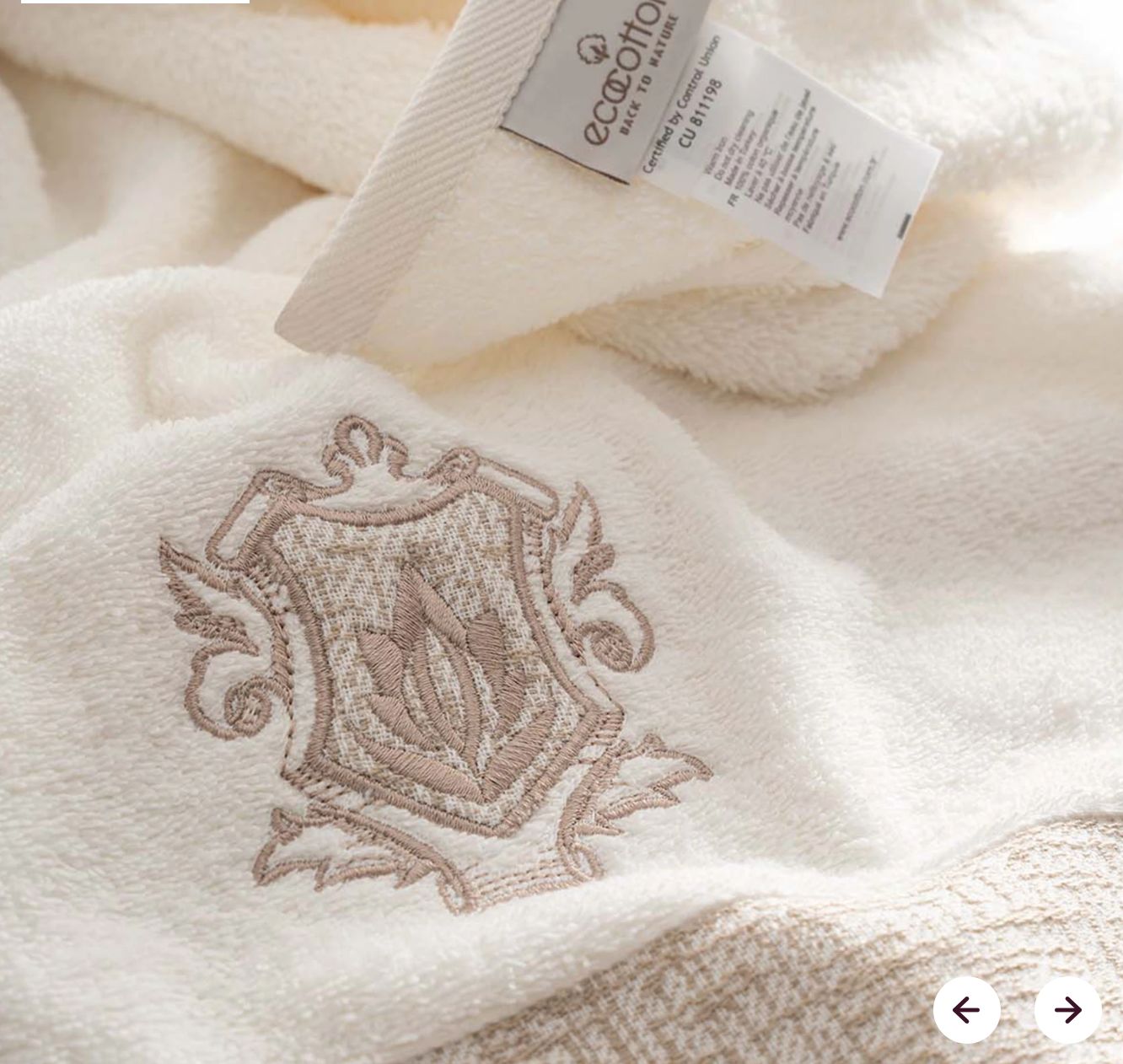 Ecocotton Vanya Familie Badjas Set 100% Biologisch Katoen Geborduurd Crème/Crème - M/L