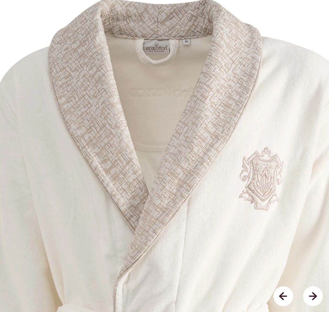 Ecocotton Vanya Familie Badjas Set 100% Biologisch Katoen Geborduurd Crème/Crème - M/L