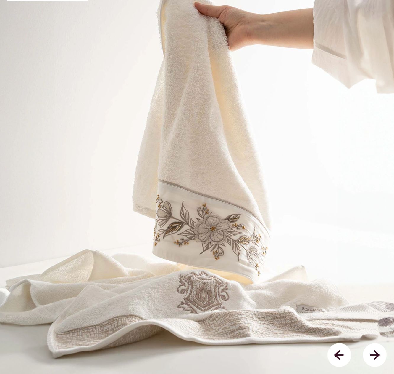 Ecocotton Vanya Familie Badjas Set 100% Biologisch Katoen Geborduurd Crème/Crème - M/L