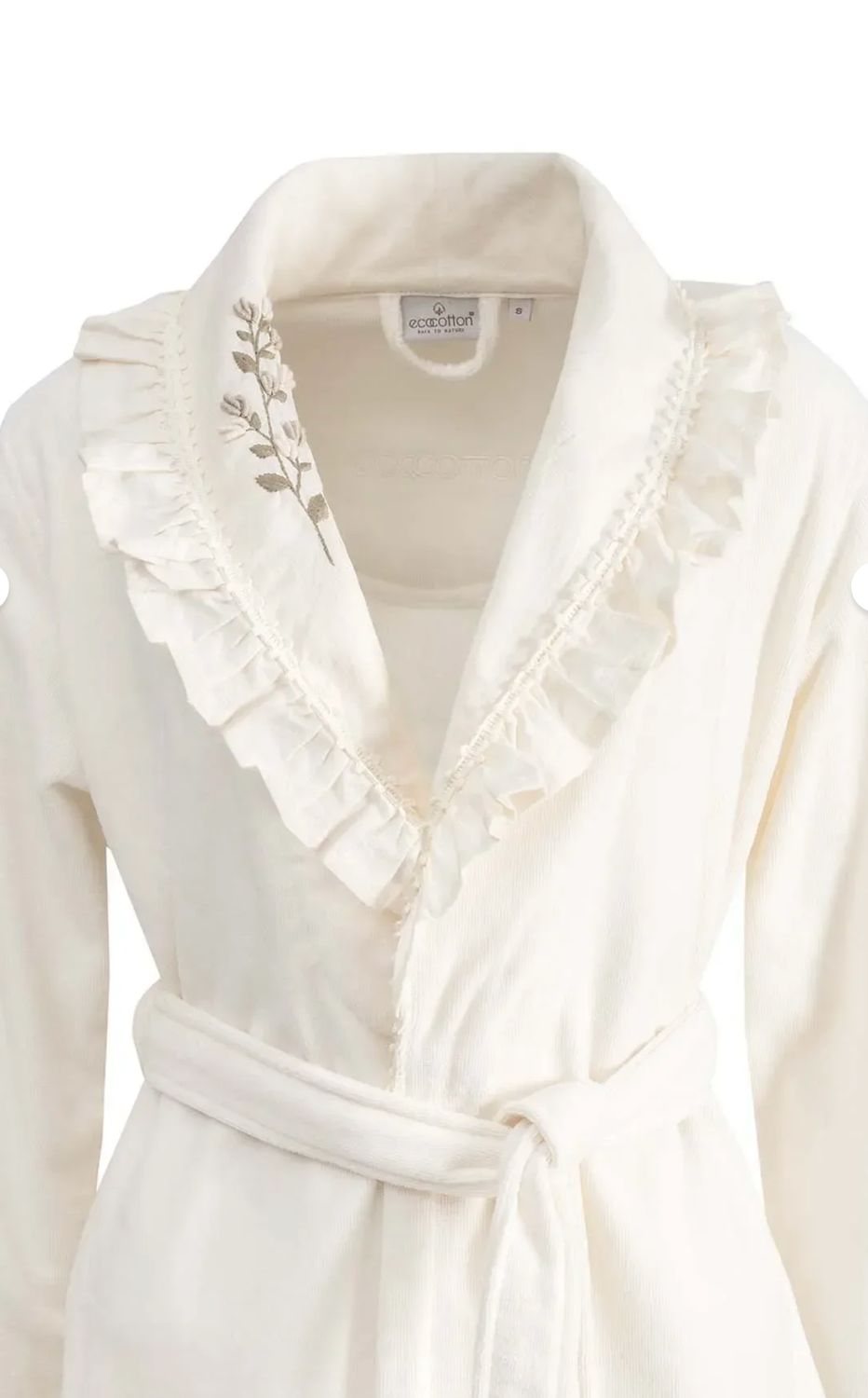 Ecocotton Leyna Familie Badjas Set 100% Biologisch Katoen Geborduurd Crème/Crème- M/L