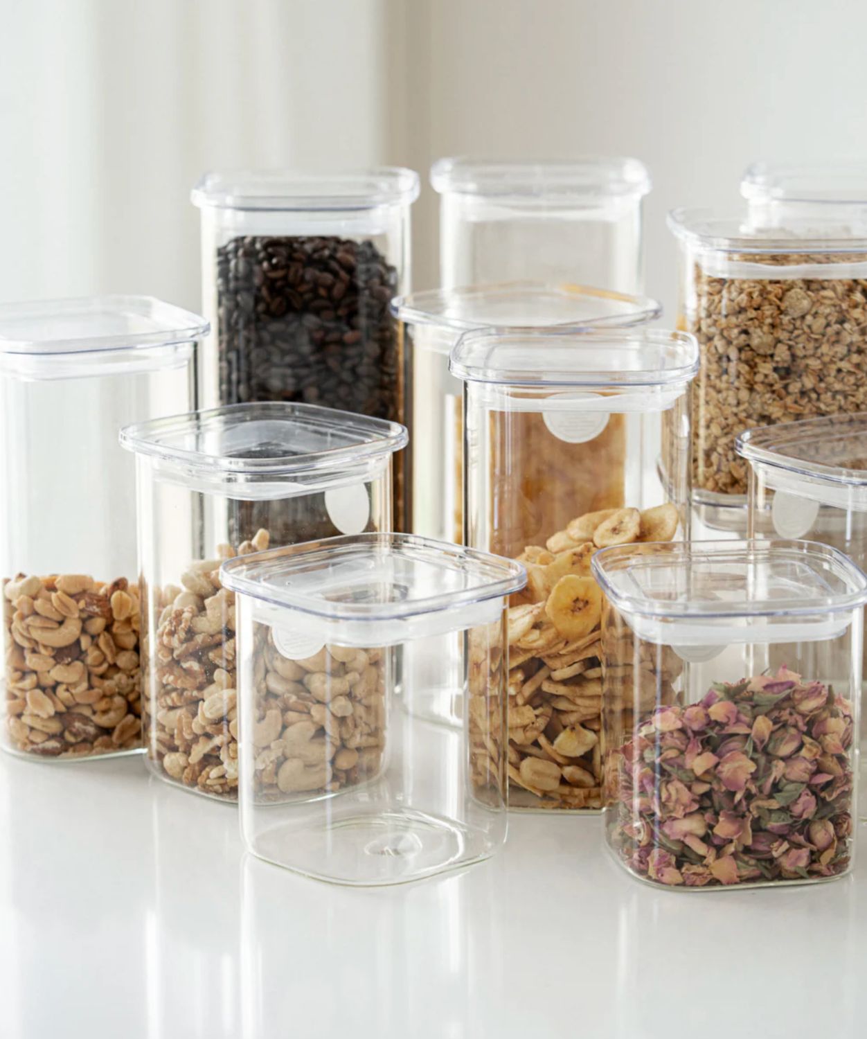 Glazen Voorraadpotten vierkant 1100 ml Glazen Voorraadpotten vierkant 1100 ml