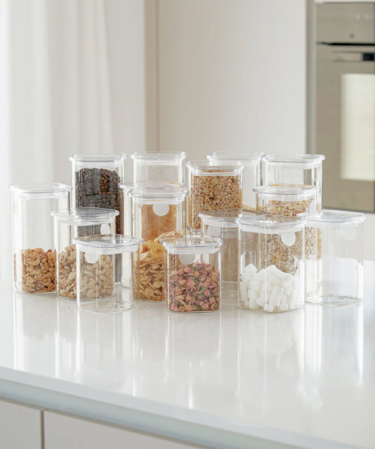 Glazen Voorraadpotten vierkant 1100 ml Glazen Voorraadpotten vierkant 1100 ml