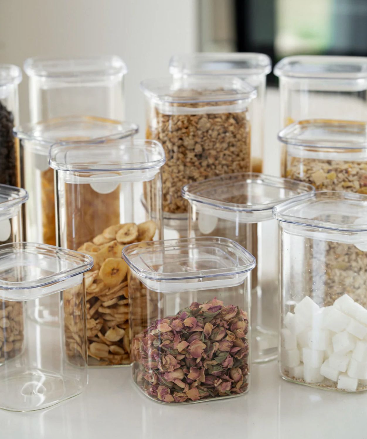 Glazen Voorraadpotten vierkant 1100 ml Glazen Voorraadpotten vierkant 1100 ml