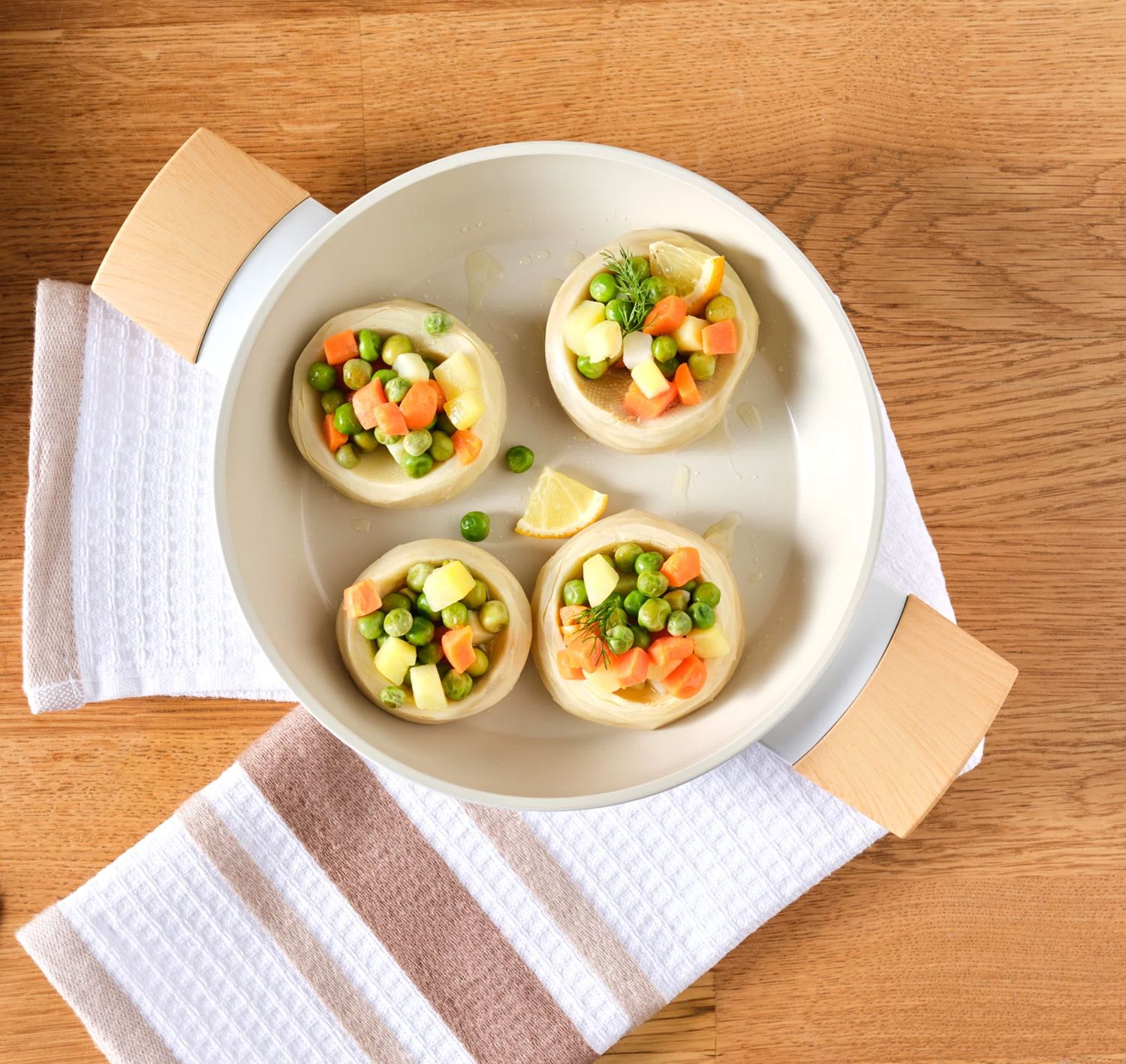 Karaca Swiss Crystal Almond Cream, Pan Set, Induction Karaca Swiss Crystal Almond Cream, Pan Set, Induction