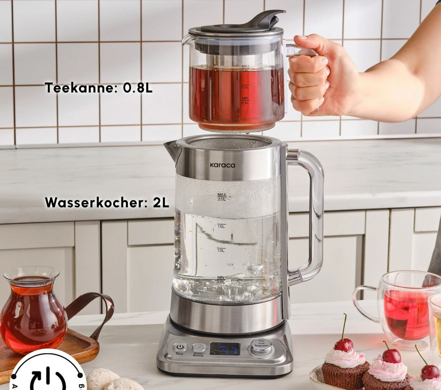 Karaca X Refika Theezetapparaat XL Chroom Karaca X Refika Theezetapparaat XL Chroom