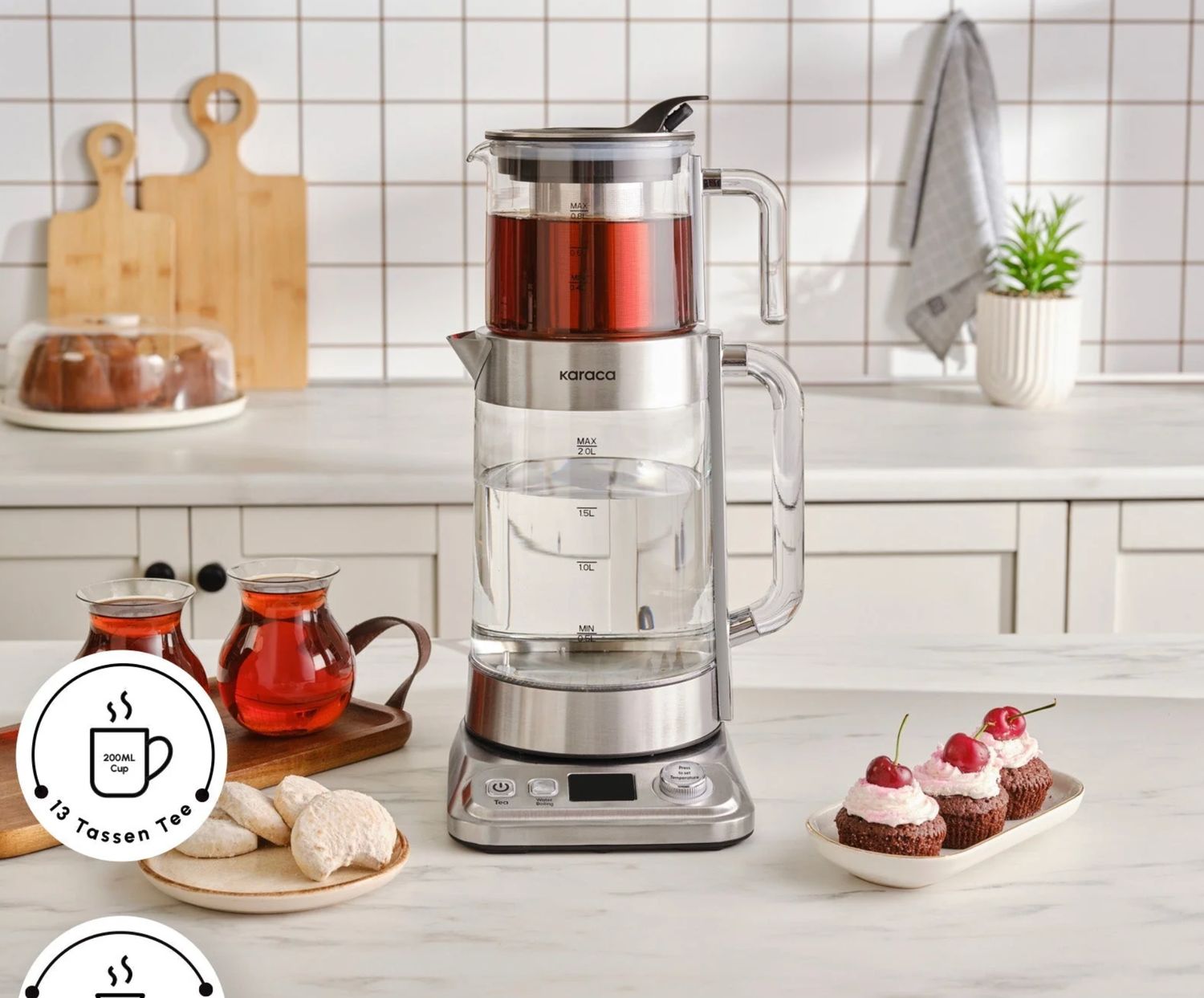 Karaca X Refika Theezetapparaat XL Chroom Karaca X Refika Theezetapparaat XL Chroom