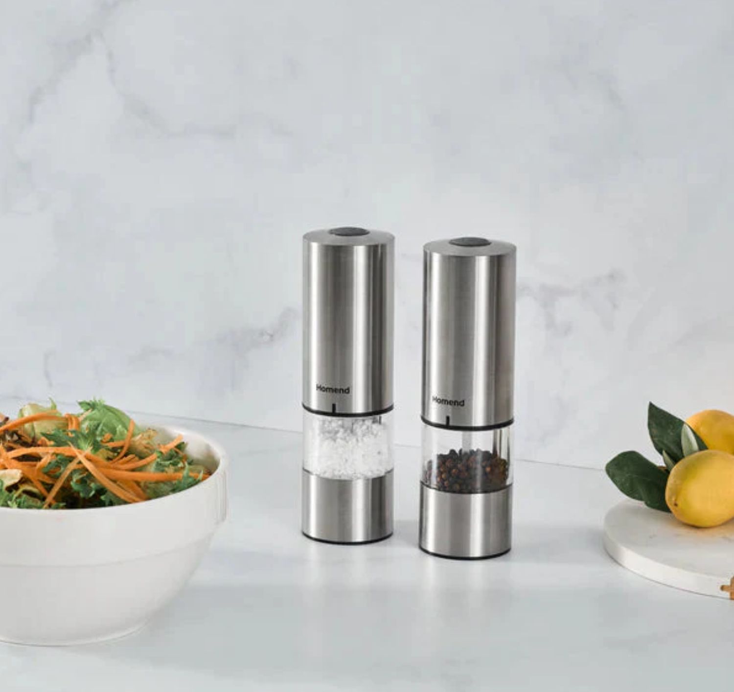 Homend Grindgo 6003 2-delige oplaadbare kruidenmolen set, Inox