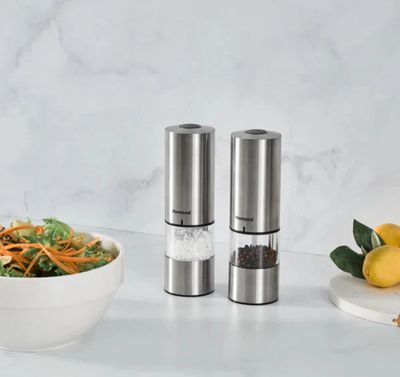 Homend Grindgo 6003 2-delige oplaadbare kruidenmolen set, Inox