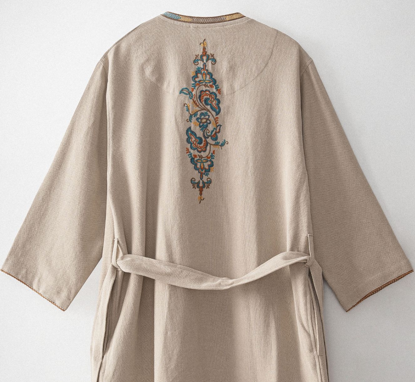 Ecocotton Revna vrouwen ochtendjas biologisch katoen beige