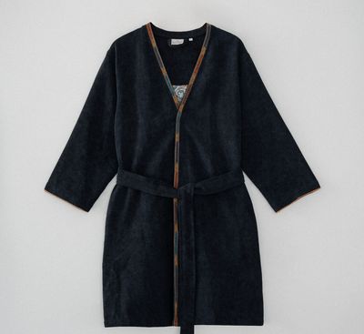 Ecocotton Revna vrouwen ochtendjas biologisch katoen black