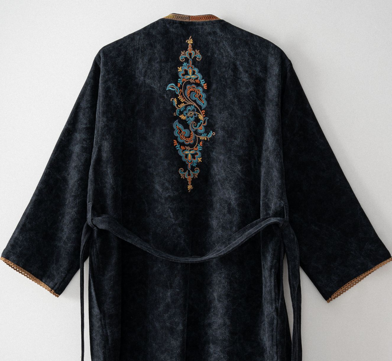 Ecocotton Revna vrouwen ochtendjas biologisch katoen black