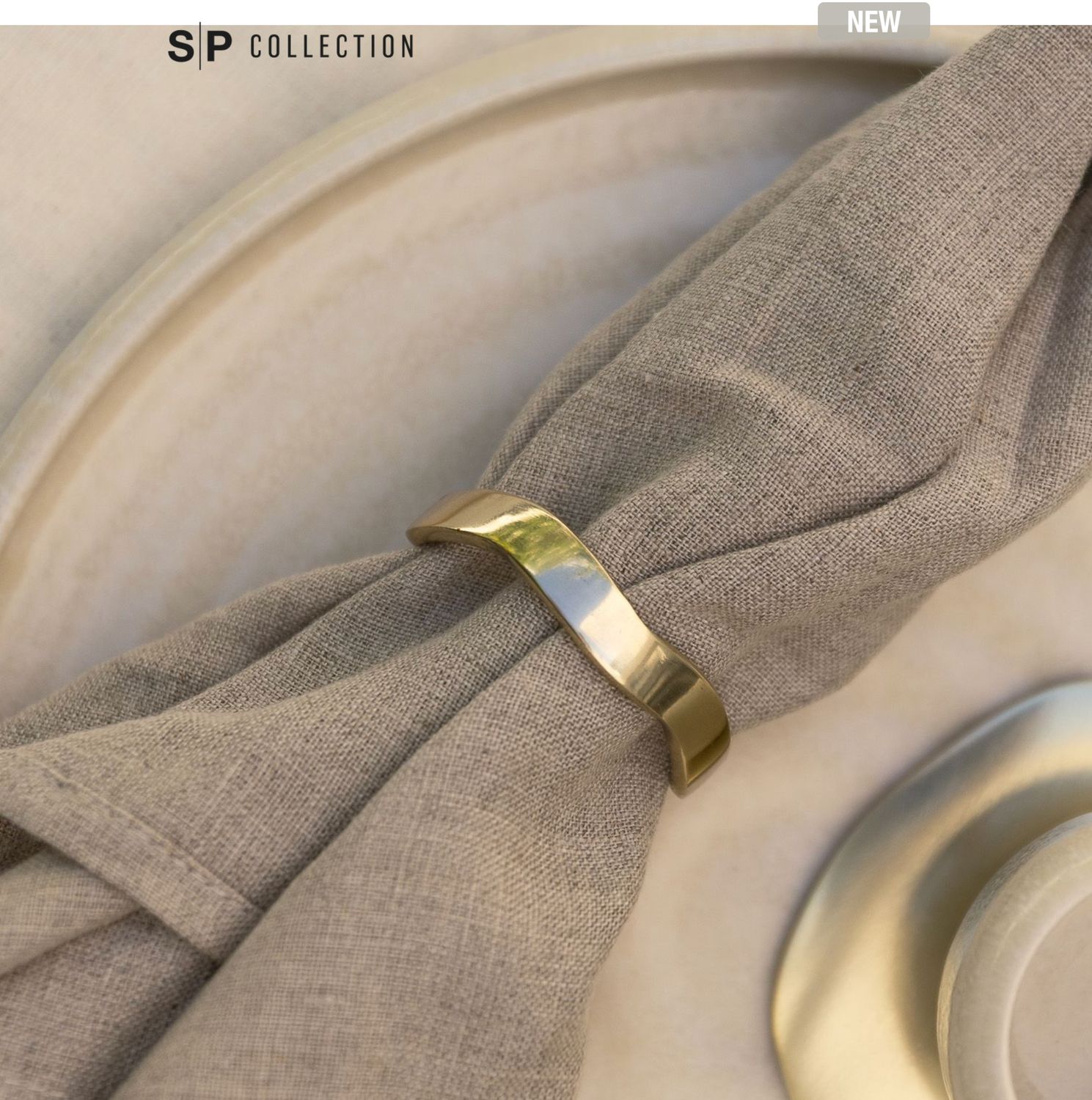 S&P Servetring 4,5cm organisch goud Charm - set/4