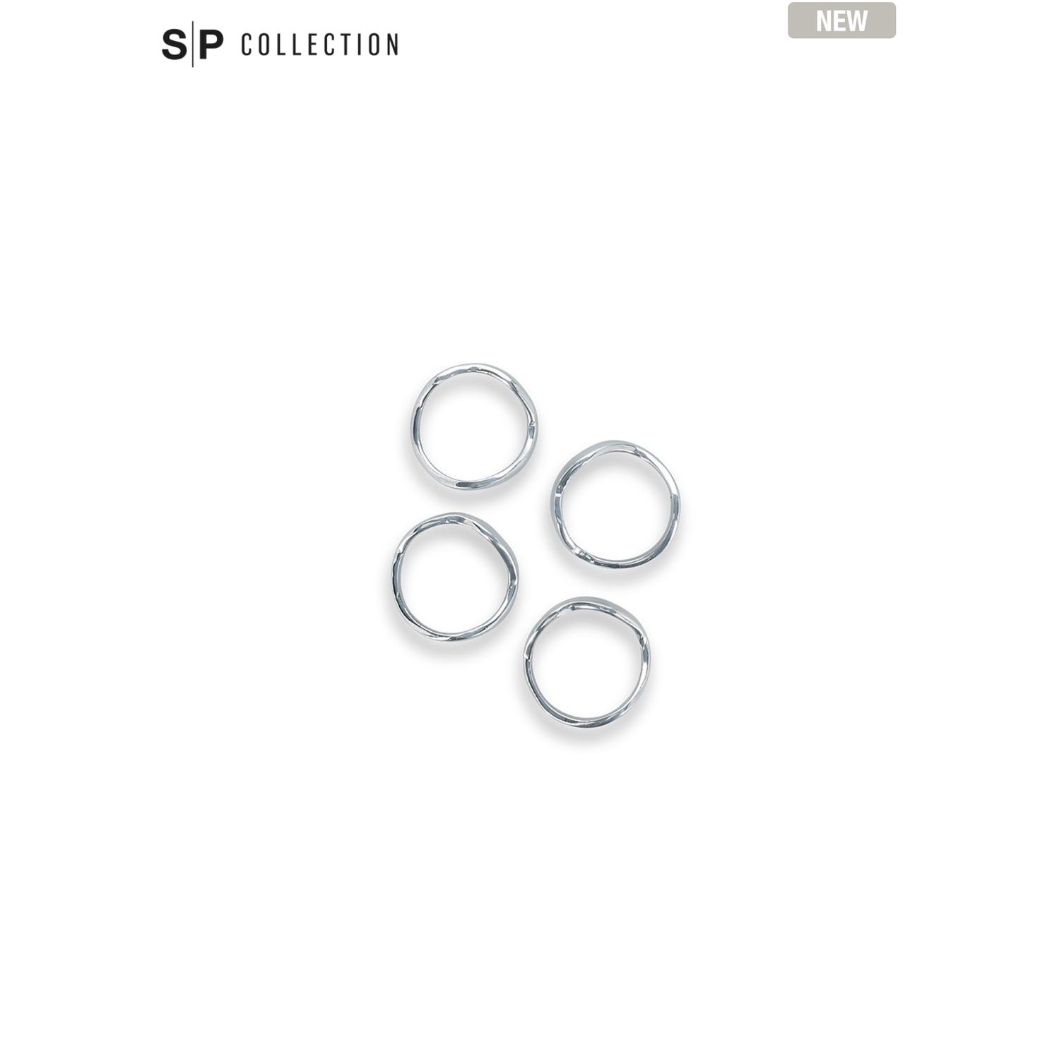 S&P Servetring 4,5cm organisch zilver Charm - set/4