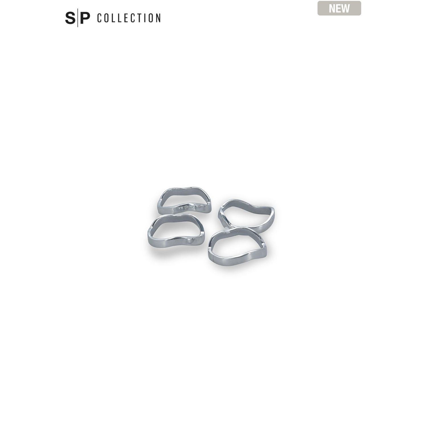 S&P Servetring 4,5cm organisch zilver Charm - set/4