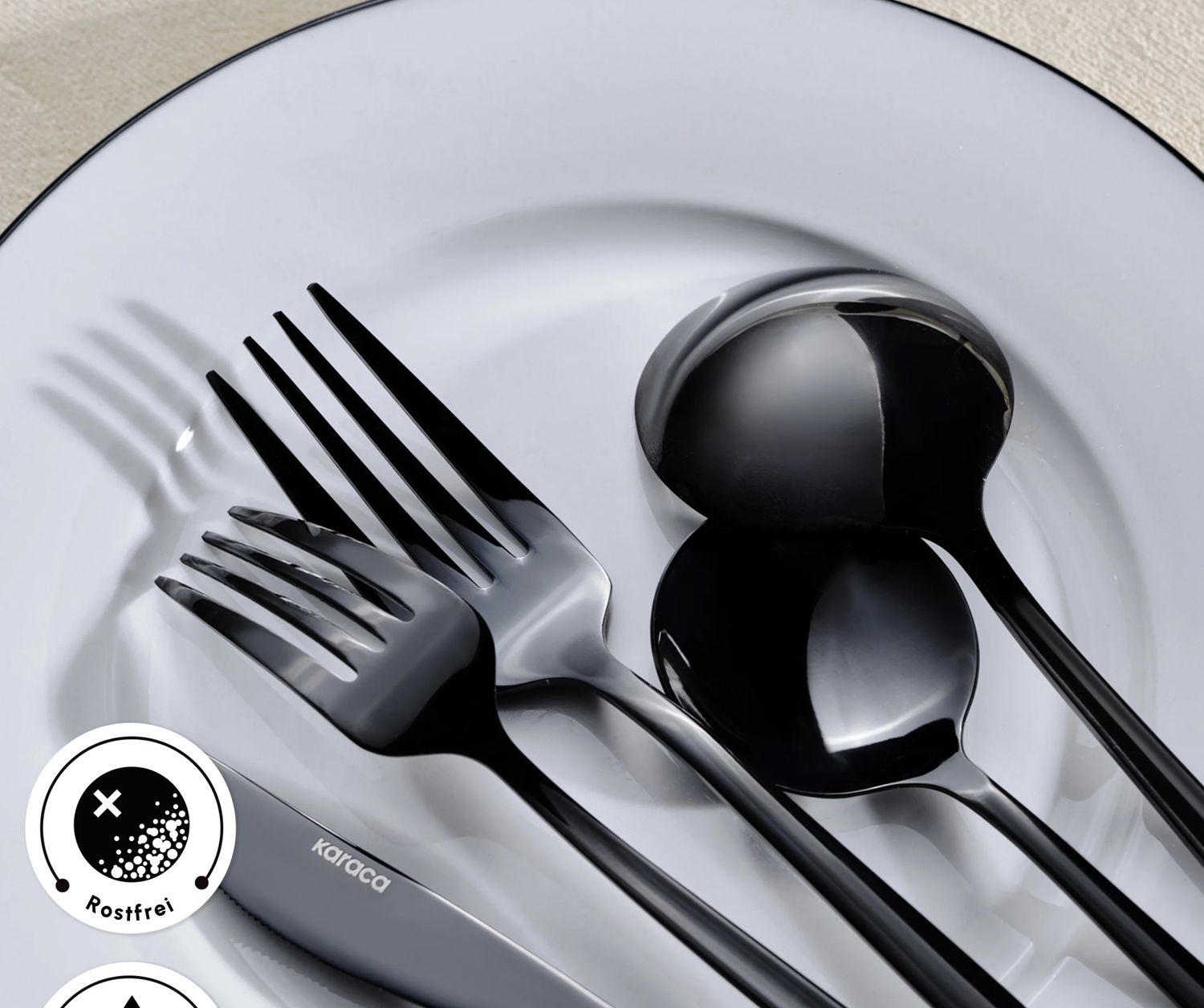 Karaca Orion glanzend zwart 30-delig bestekset voor 6 personen Karaca Orion glanzend zwart 30-delig bestekset voor 6 personen