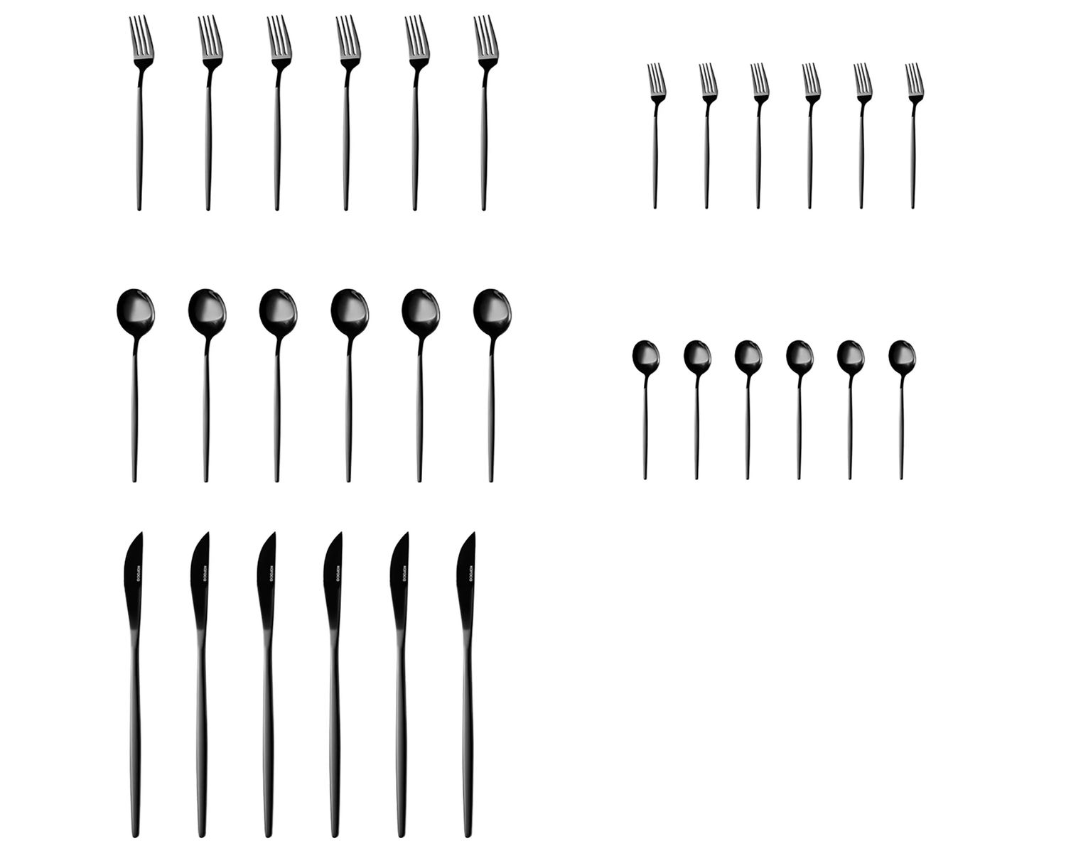 Karaca Orion glanzend zwart 30-delig bestekset voor 6 personen Karaca Orion glanzend zwart 30-delig bestekset voor 6 personen