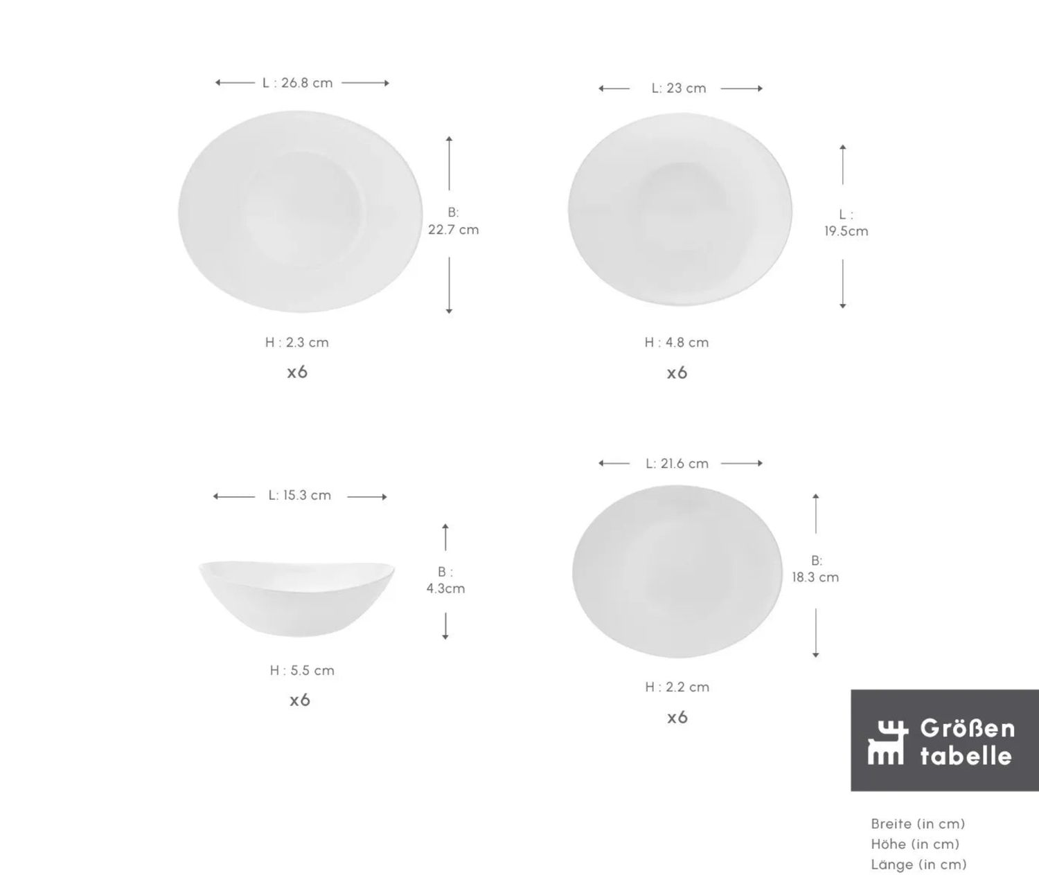 Karaca White Pure 24-delige servies set voor 6 personen