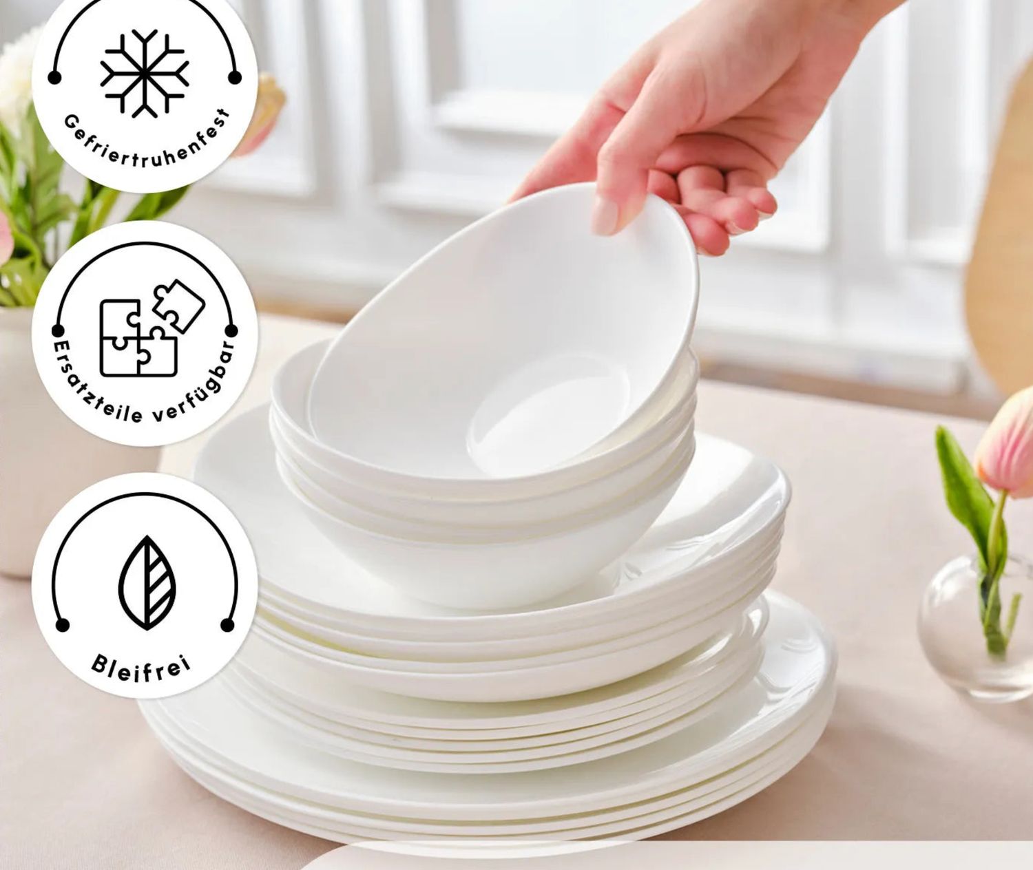 Karaca White Pure 24-delige servies set voor 6 personen