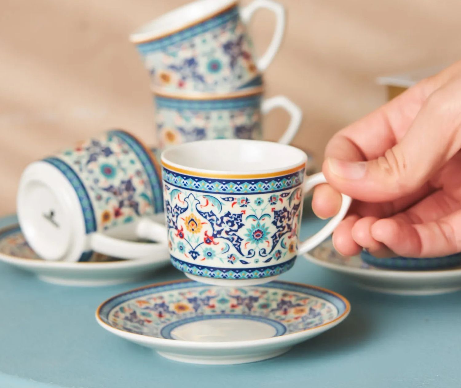 Karaca Beylerbeyi koffiekopjesset voor 6 personen, 80 ml Karaca Beylerbeyi koffiekopjesset voor 6 personen, 80 ml