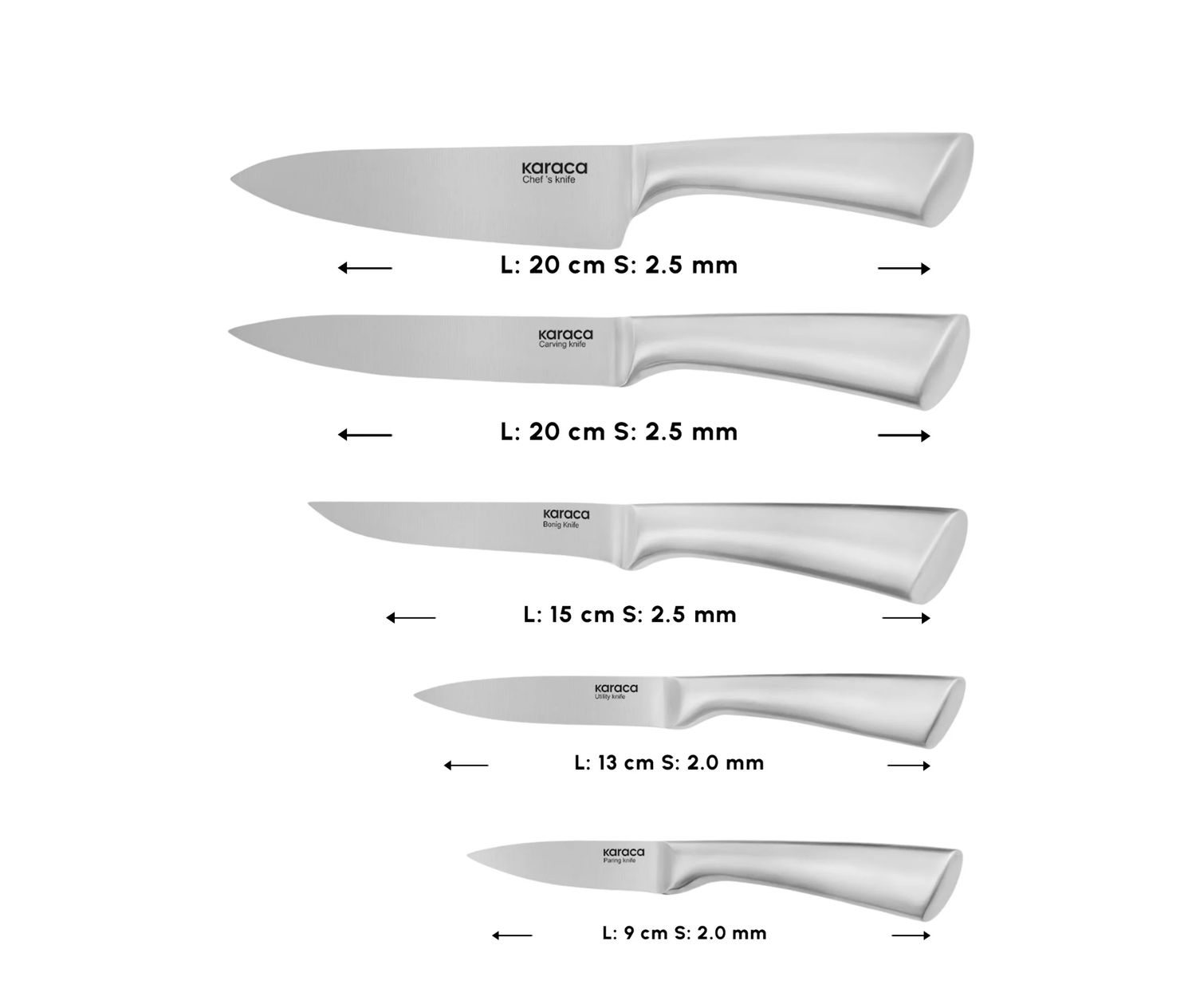 Karaca Vigor 7-delige messenset en snijplank