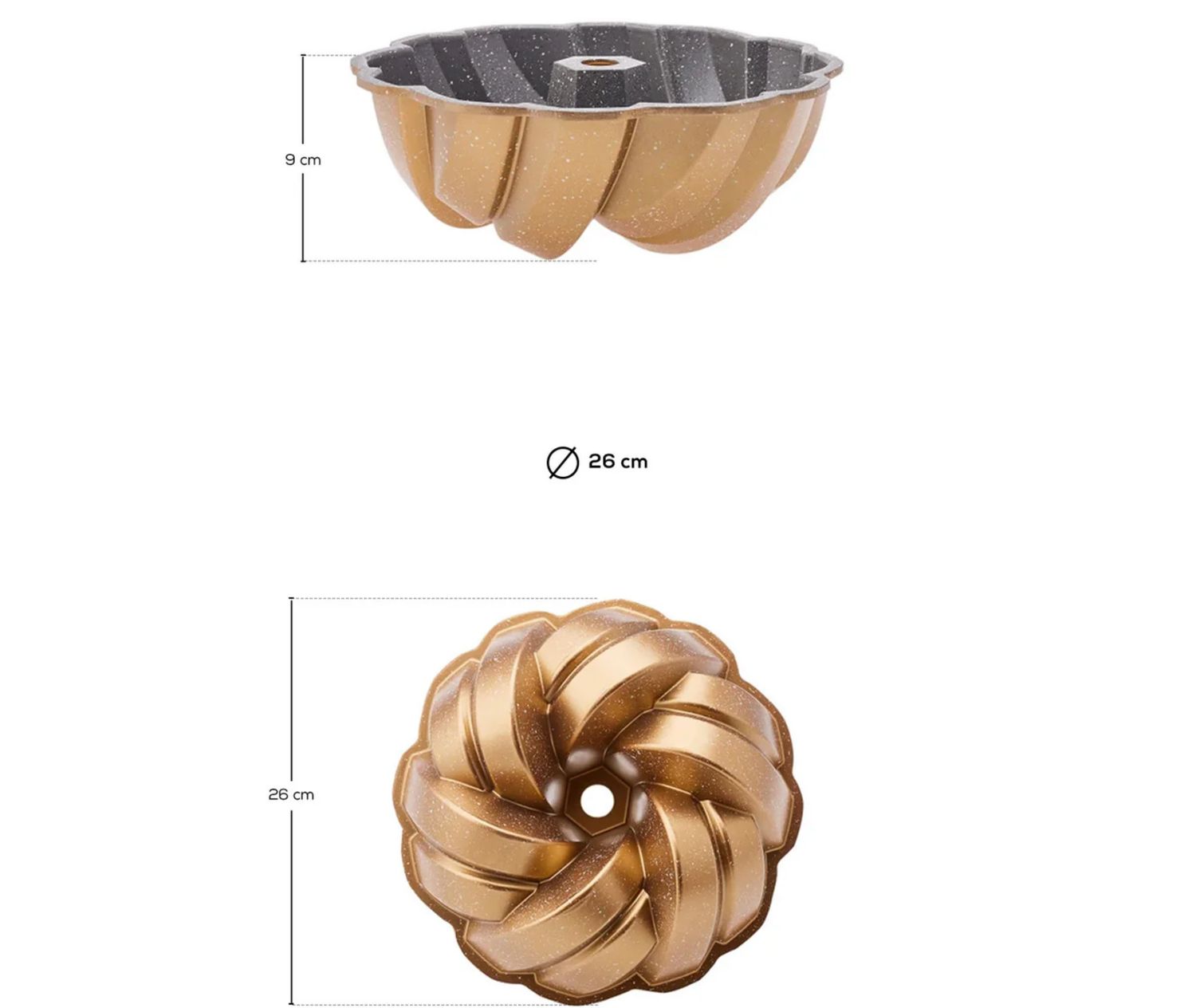 Karaca gegoten aluminium gevlochten gouden cakevorm 26 cm Karaca gegoten aluminium gevlochten gouden cakevorm 26 cm