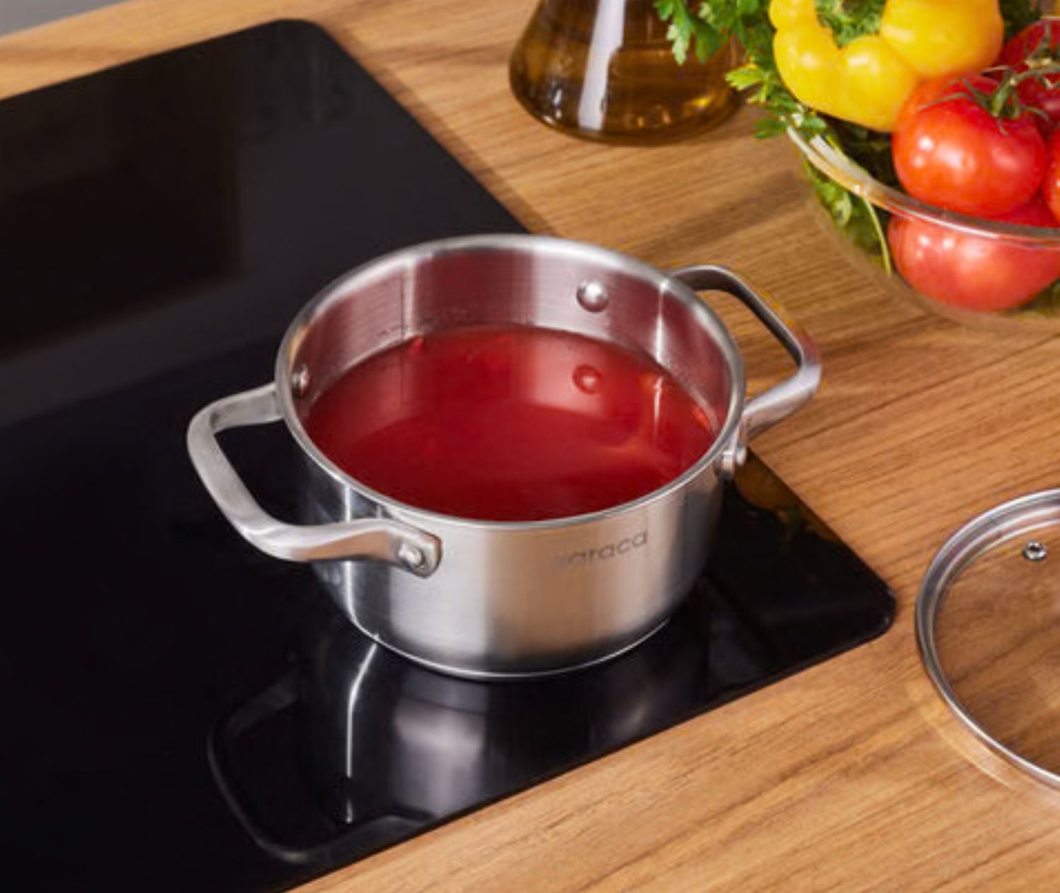 Karaca Elite roestvrijstalen inductie kookpot met deksel, 16 cm, zilver