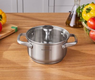 Karaca Elite roestvrijstalen inductie kookpot met deksel, 18 cm, zilver Karaca Elite roestvrijstalen inductie kookpot met deksel, 18 cm, zilver